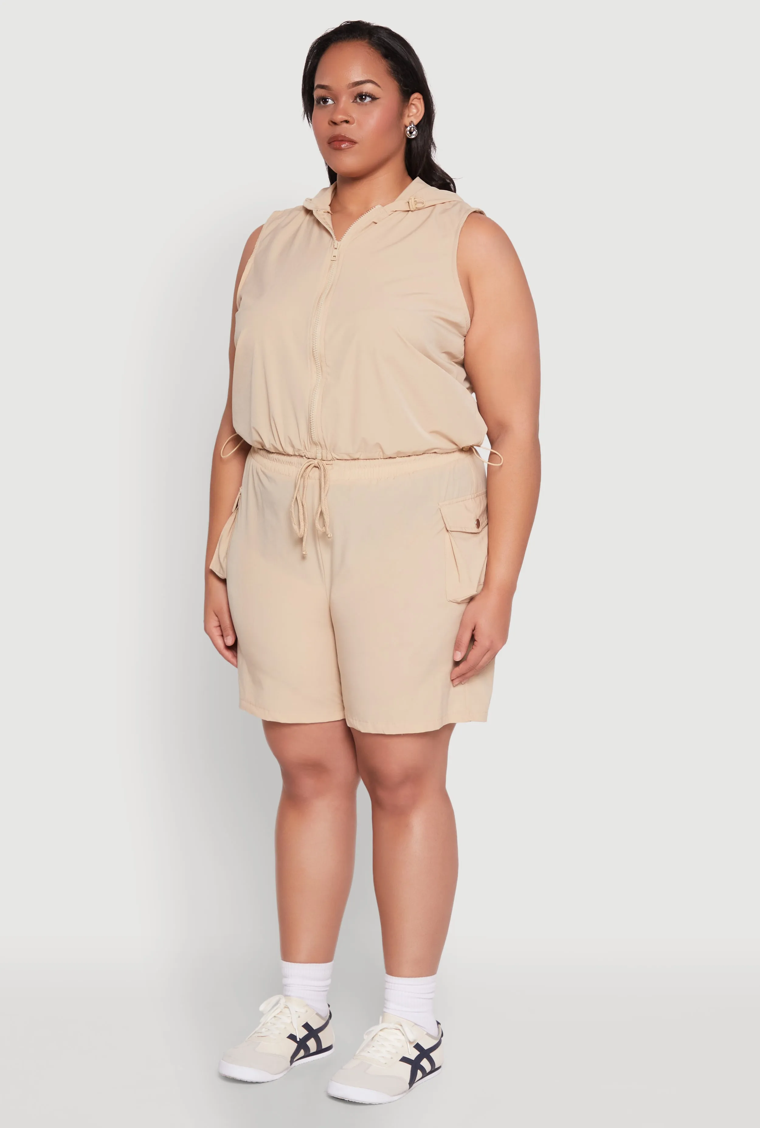 Plus Size Nylon Sleeveless Zip Front Hooded Top sold by Rainbow product image thumbnail 5