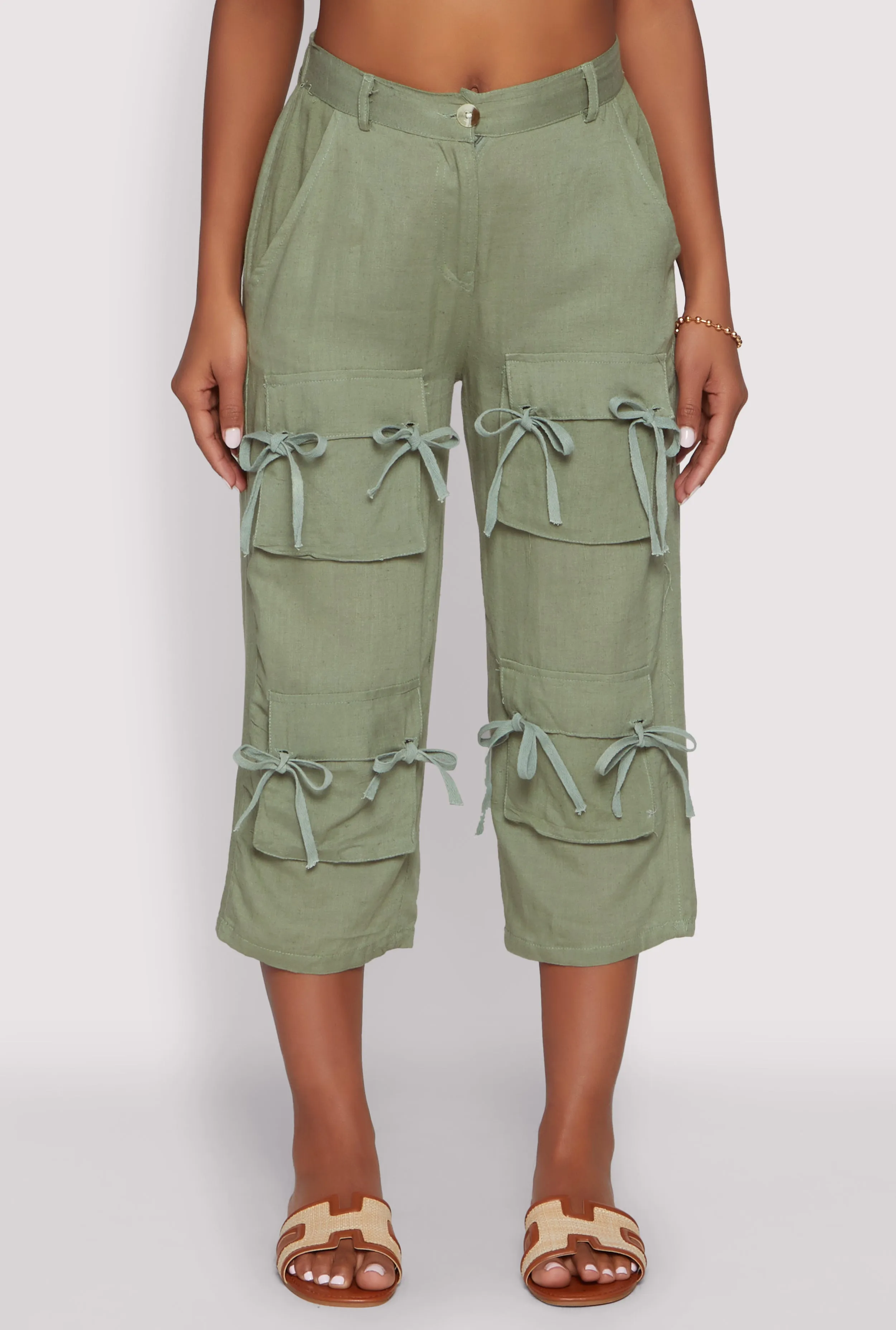 Tie Front Cargo Pocket Capri Pants sold by Rainbow product image thumbnail 5