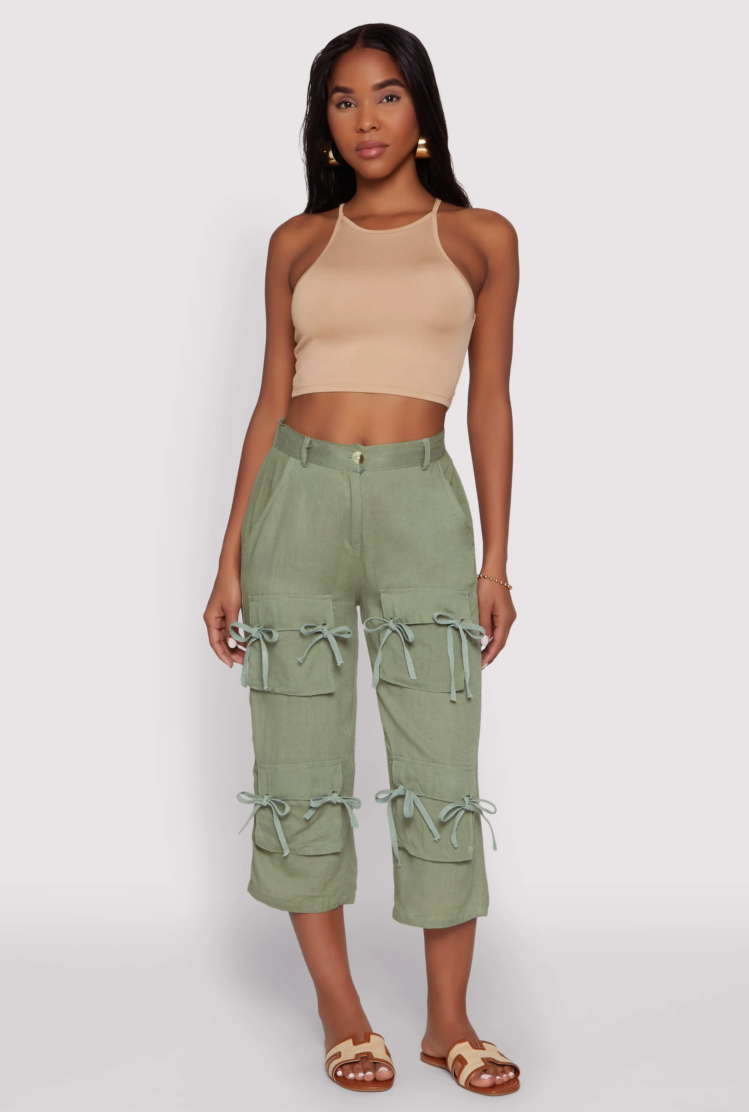 Tie Front Cargo Pocket Capri Pants sold by Rainbow product image thumbnail 2