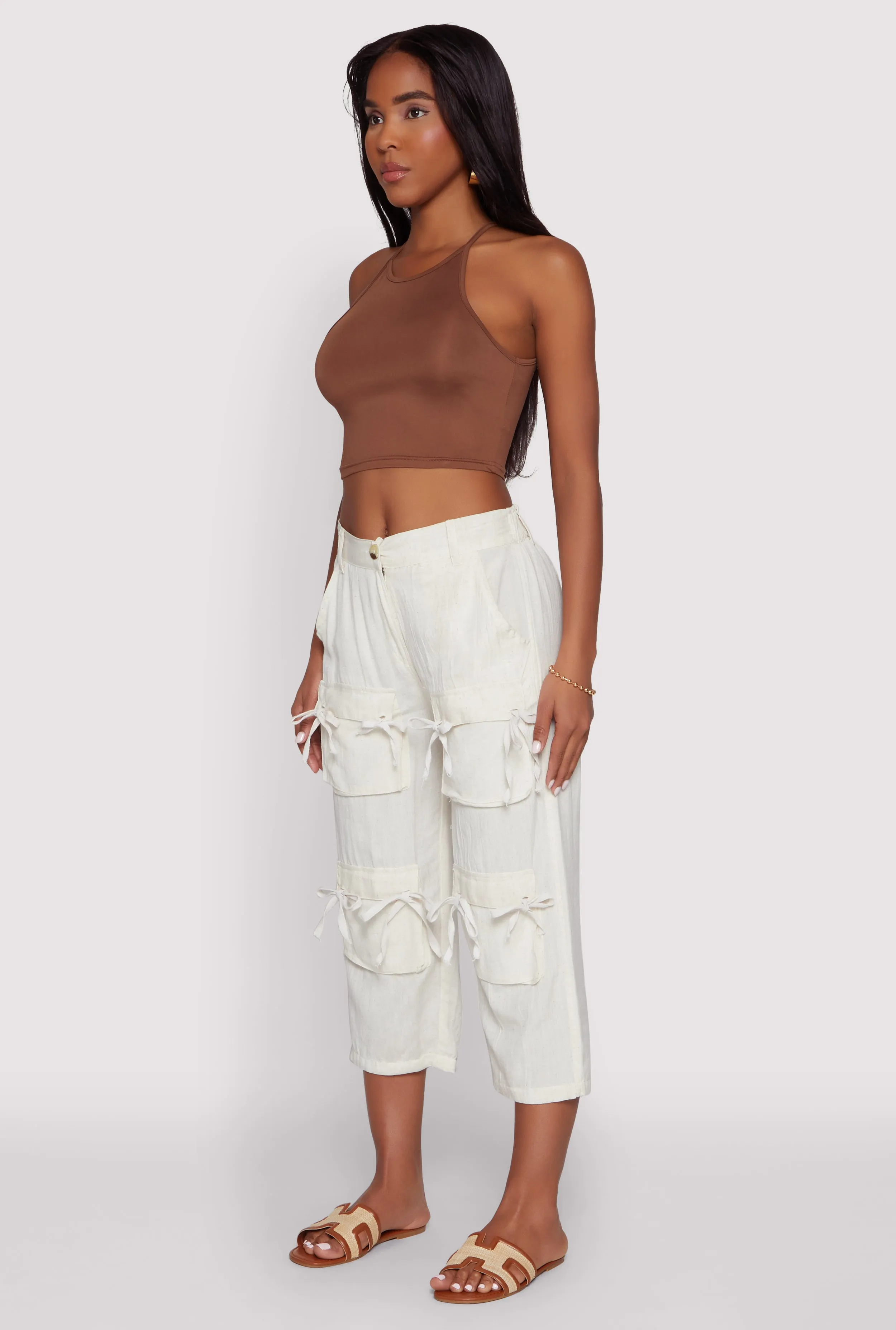 Tie Front Cargo Pocket Capri Pants sold by Rainbow product image thumbnail 3