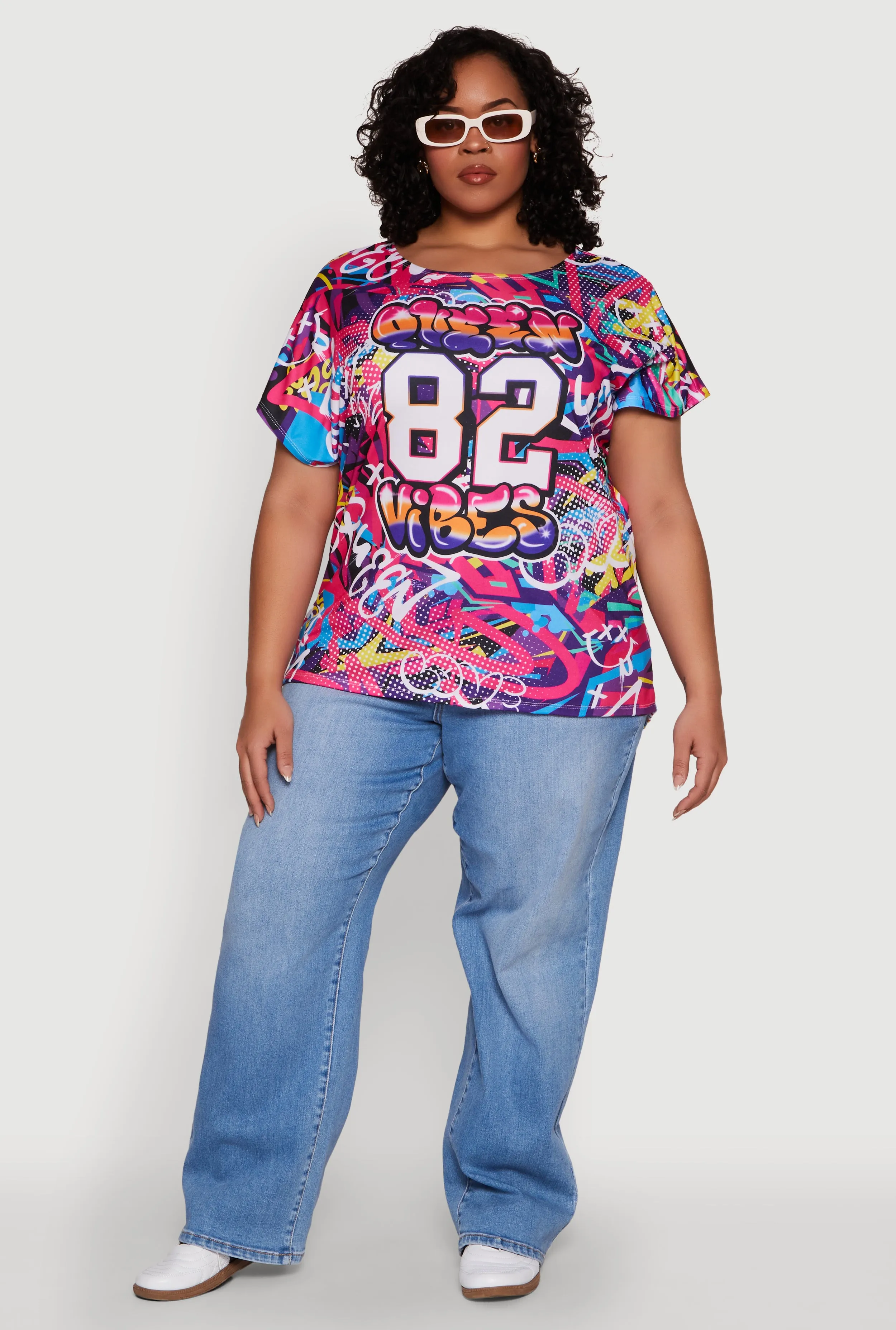 Plus Size Queen Vibes Graphic Tee sold by Rainbow