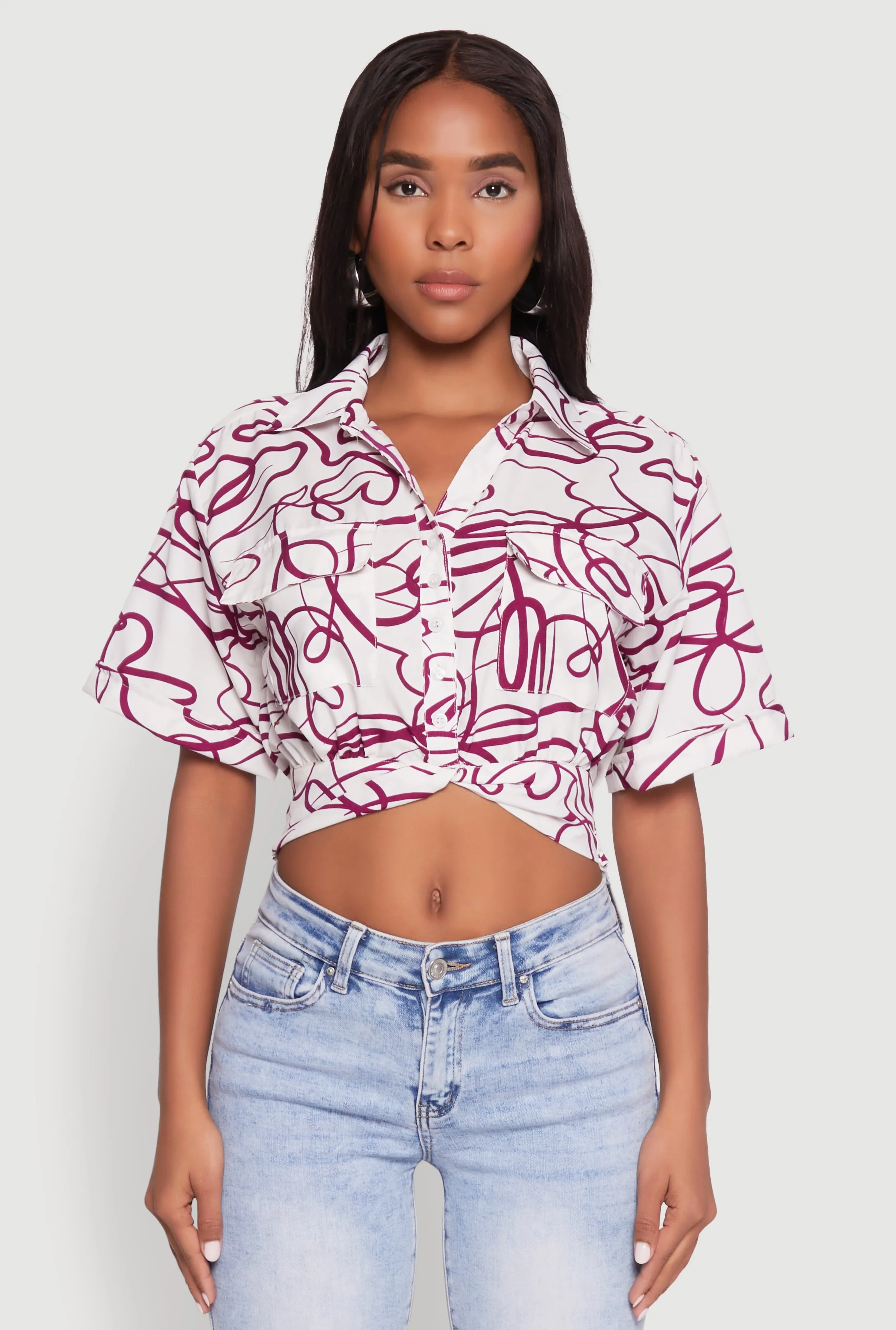 Twist Front Swirl Print Top sold by Rainbow product image thumbnail 2