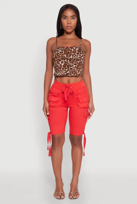 Drawstring Hem Cargo Pocket Bermuda Shorts sold by Rainbow