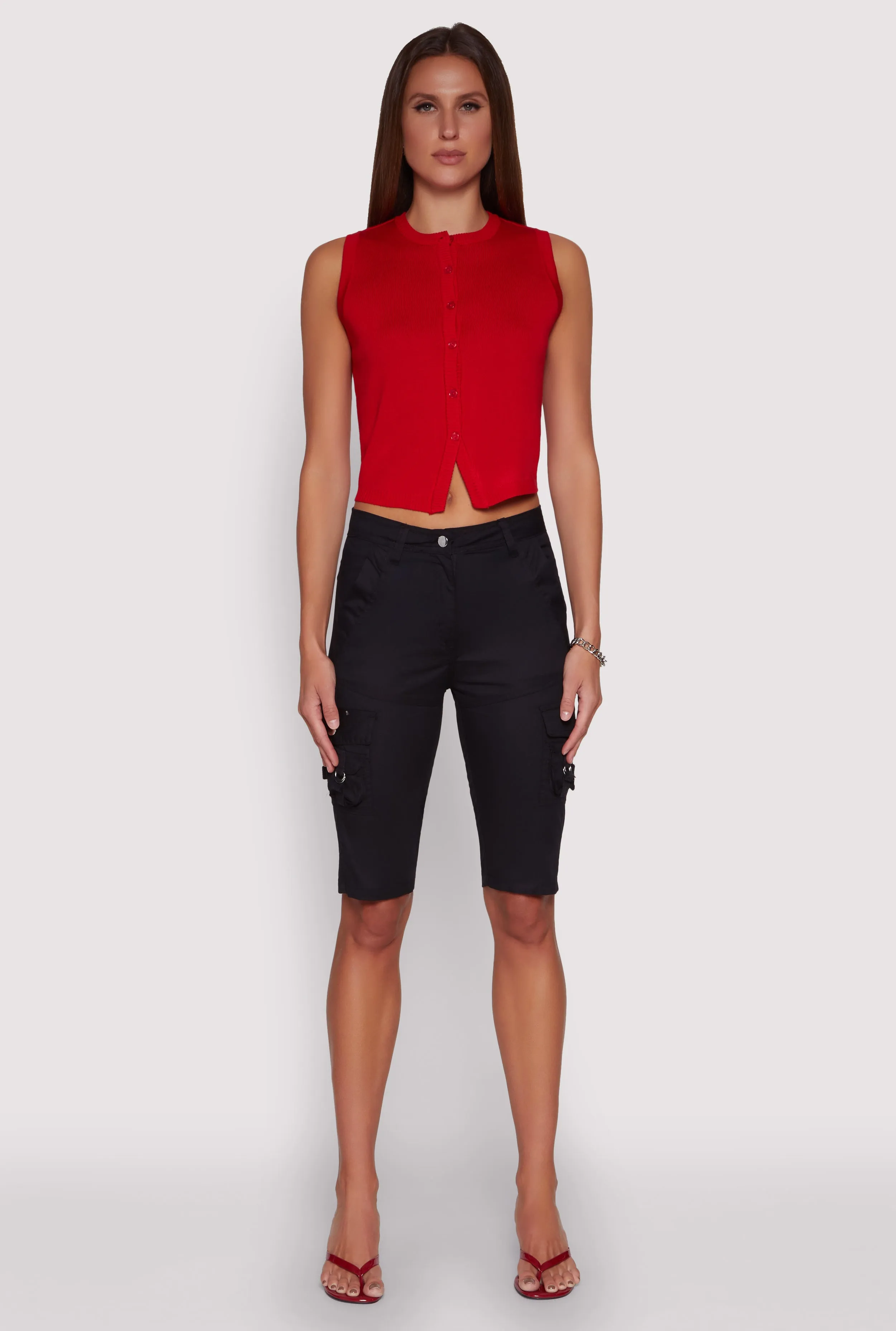 High Waisted Cargo Pocket Bermuda Shorts sold by Rainbow product image thumbnail 2