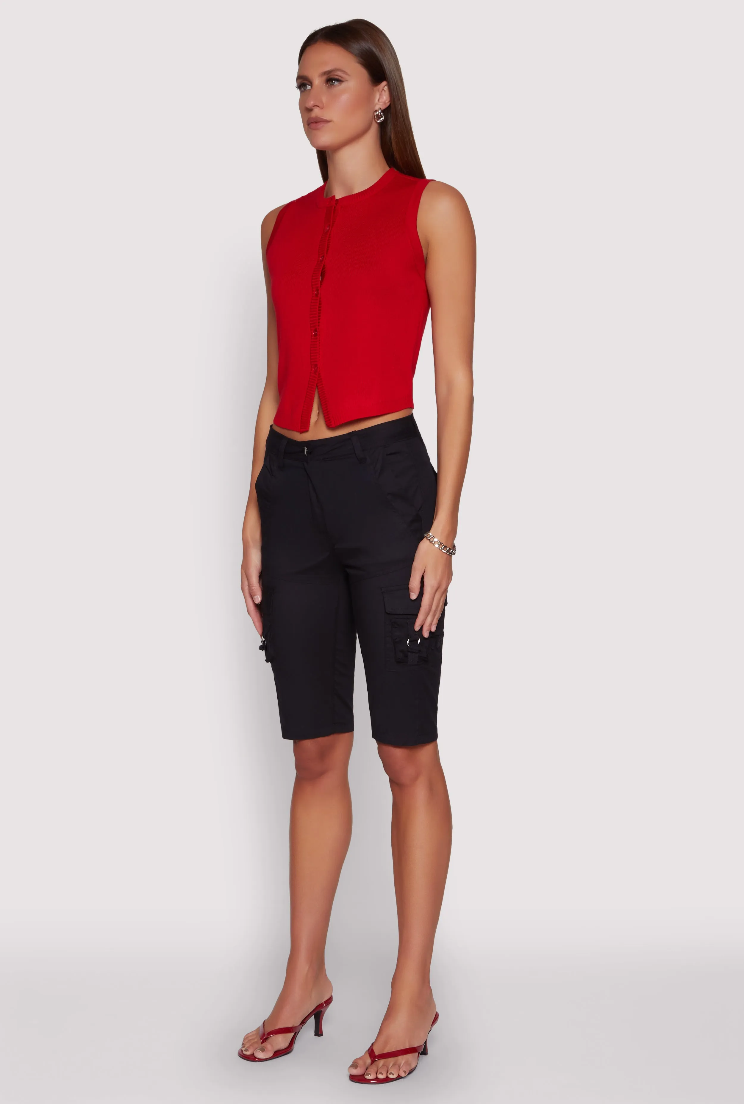 High Waisted Cargo Pocket Bermuda Shorts sold by Rainbow product image thumbnail 3