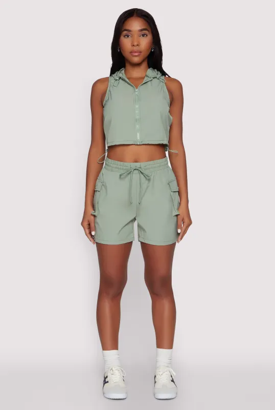 Drawstring Waist Cargo Pocket Shorts sold by Rainbow