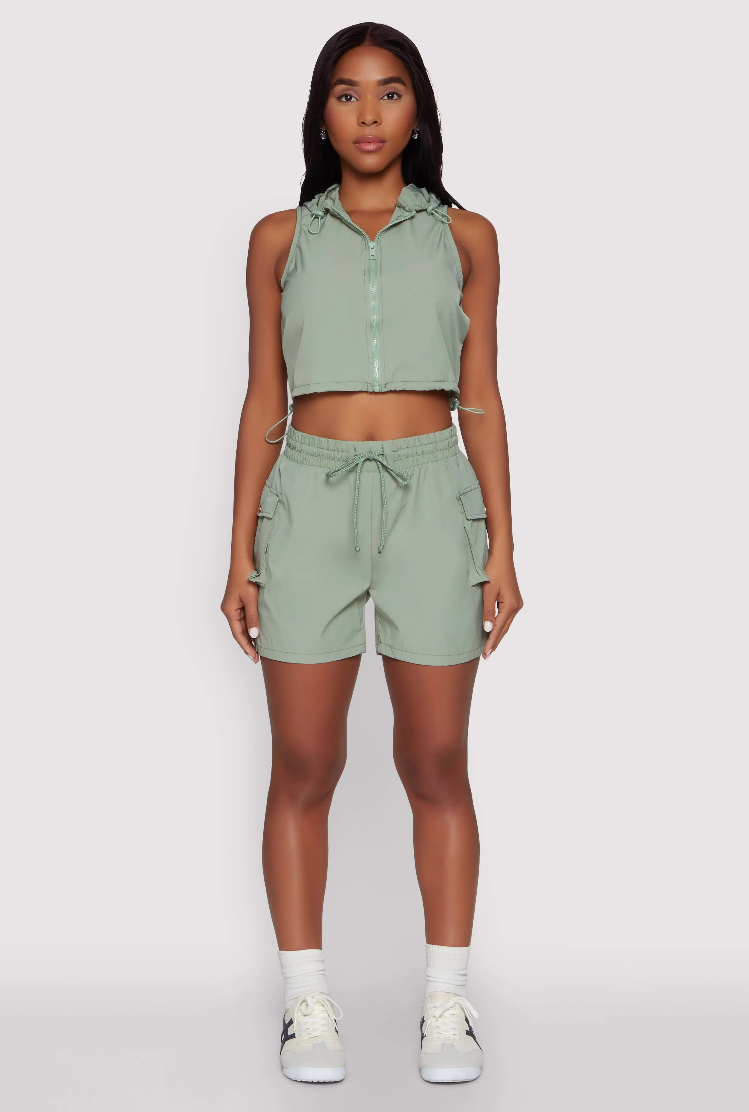 Drawstring Waist Cargo Pocket Shorts sold by Rainbow