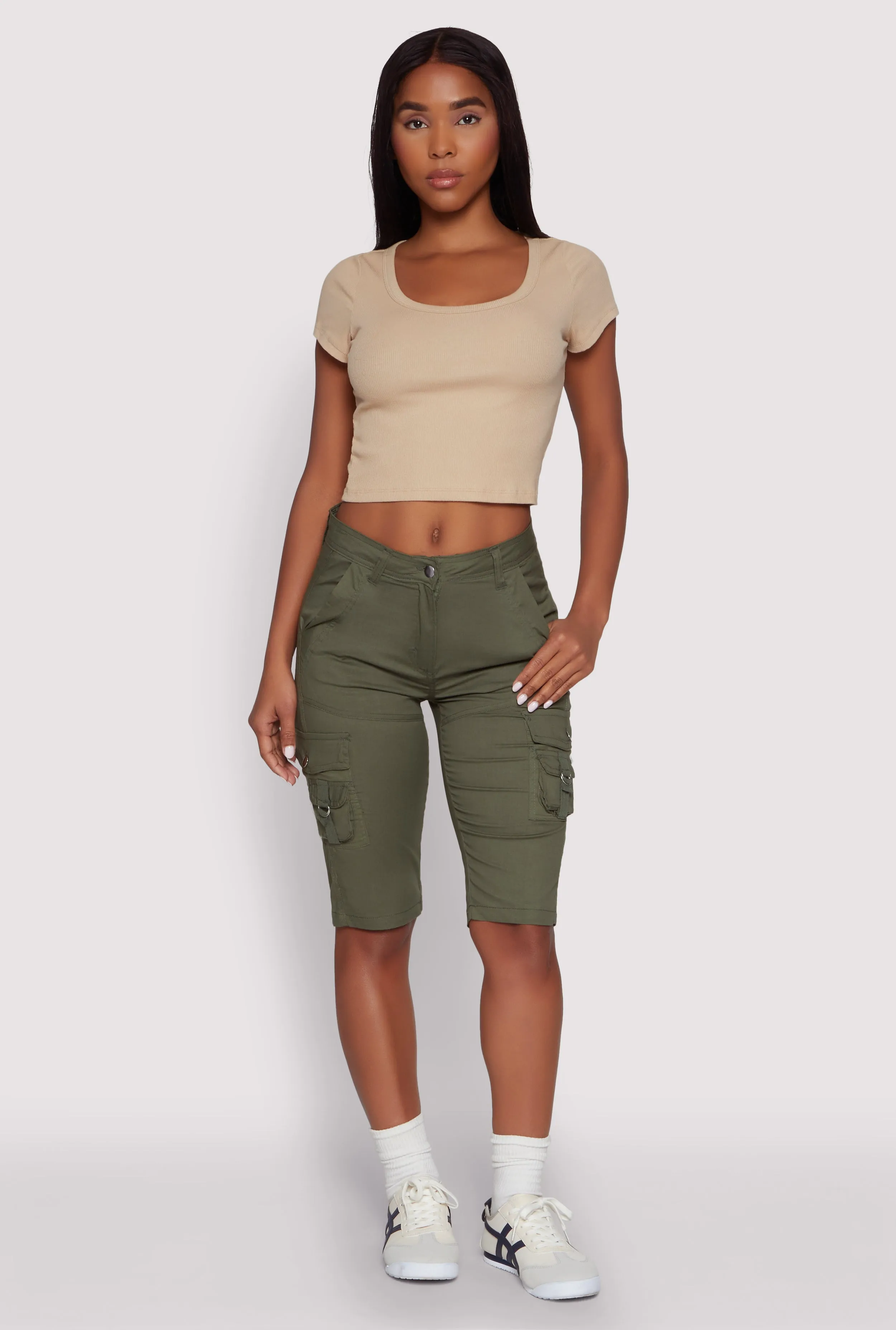 High Waisted Cargo Pocket Bermuda Shorts sold by Rainbow product image thumbnail 2