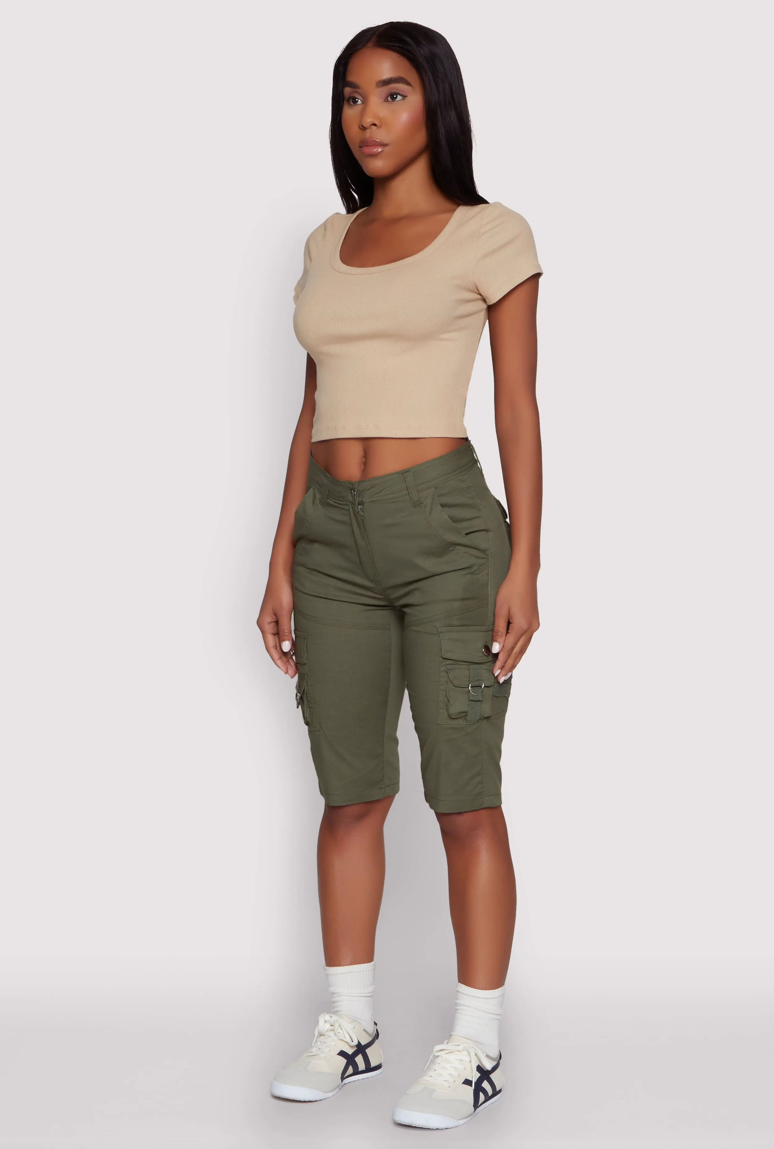 High Waisted Cargo Pocket Bermuda Shorts sold by Rainbow product image thumbnail 3
