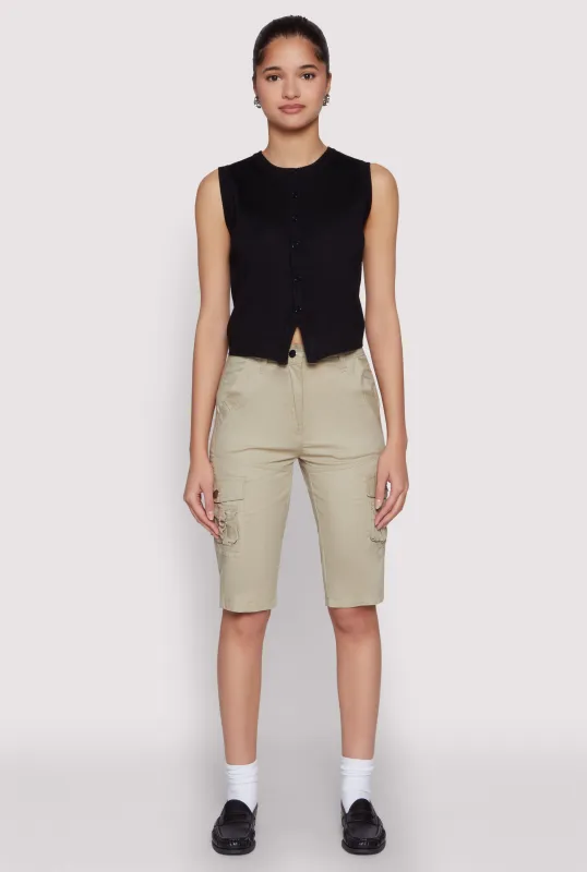 High Waisted Cargo Pocket Bermuda Shorts sold by Rainbow