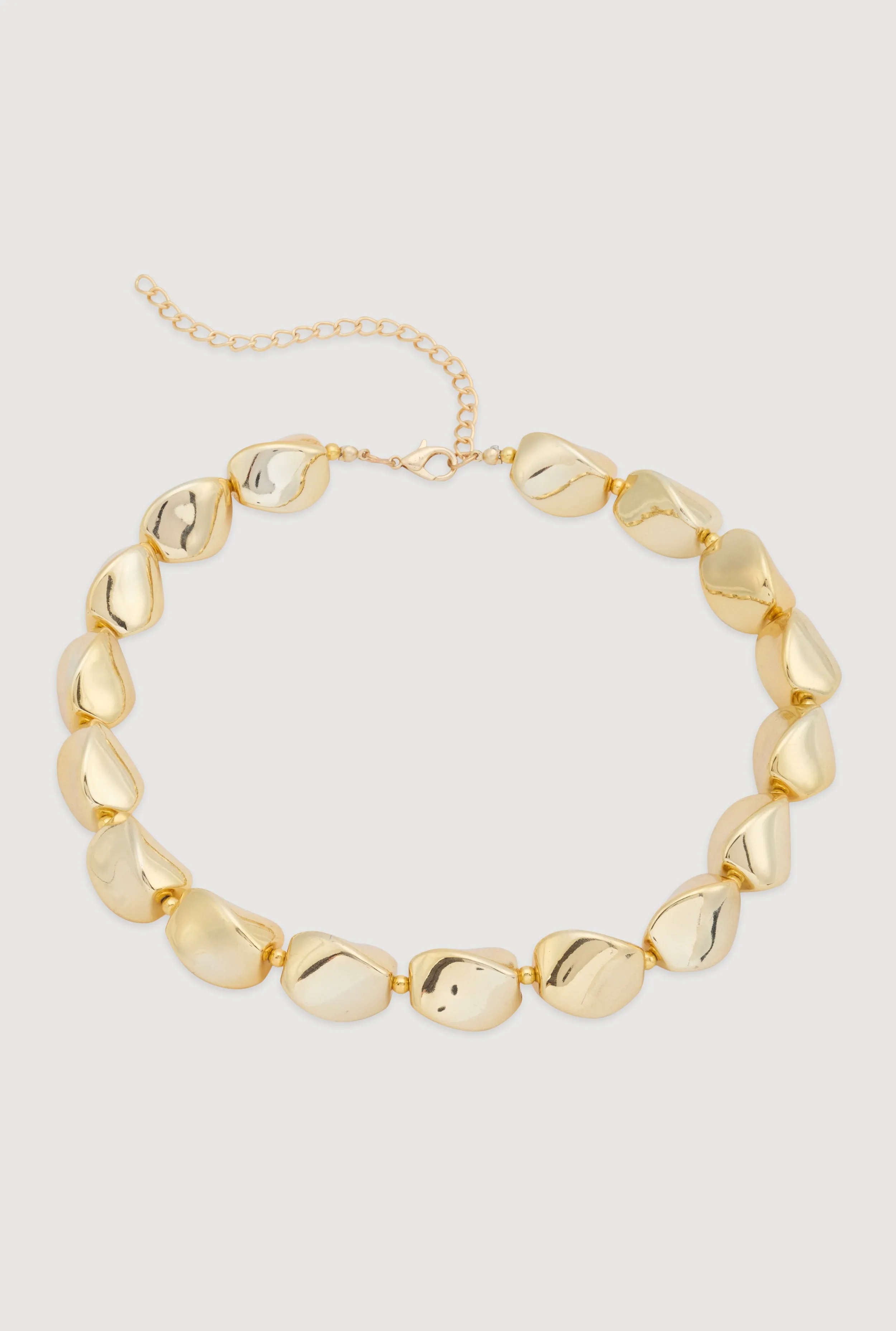 Metallic Sculpted Beaded Statement Necklace sold by Rainbow