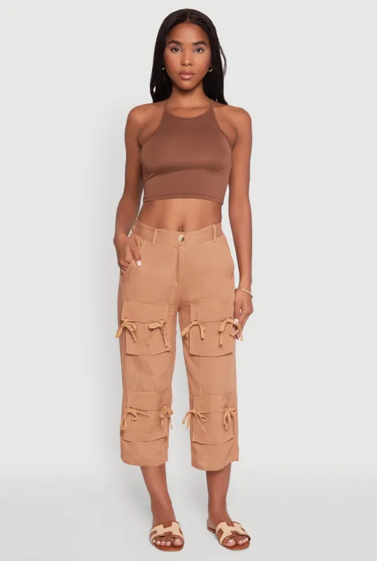 Tie Front Cargo Pocket Capri Pants sold by Rainbow