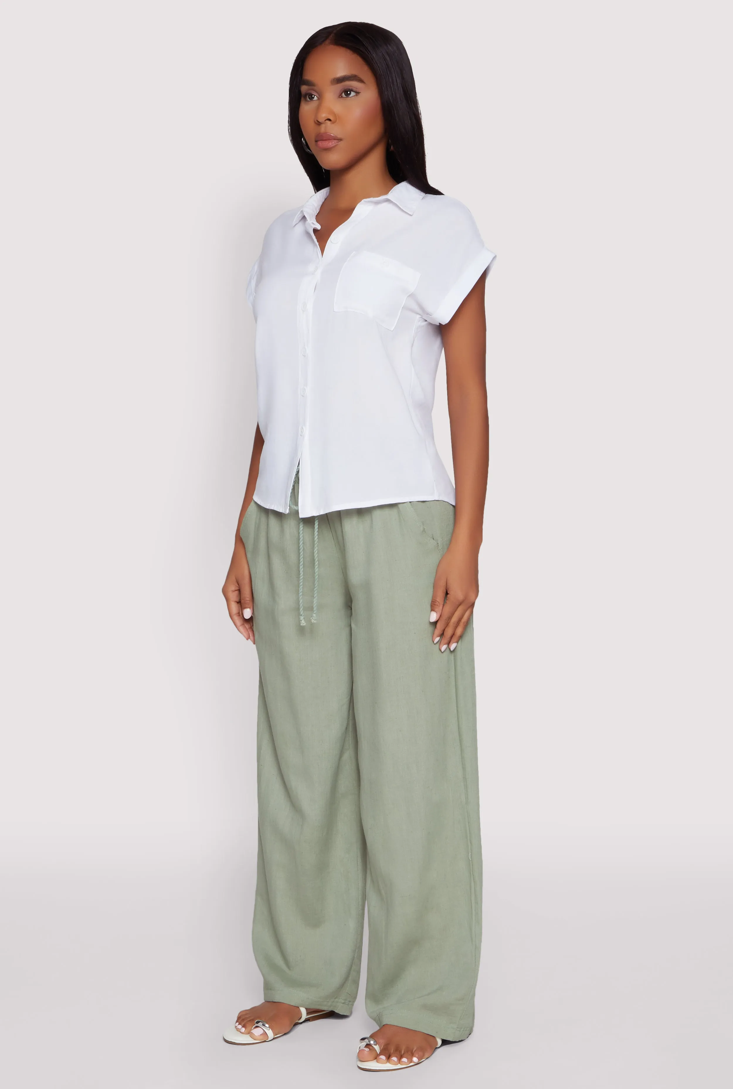 Linen High Waisted Pants sold by Rainbow product image thumbnail 3