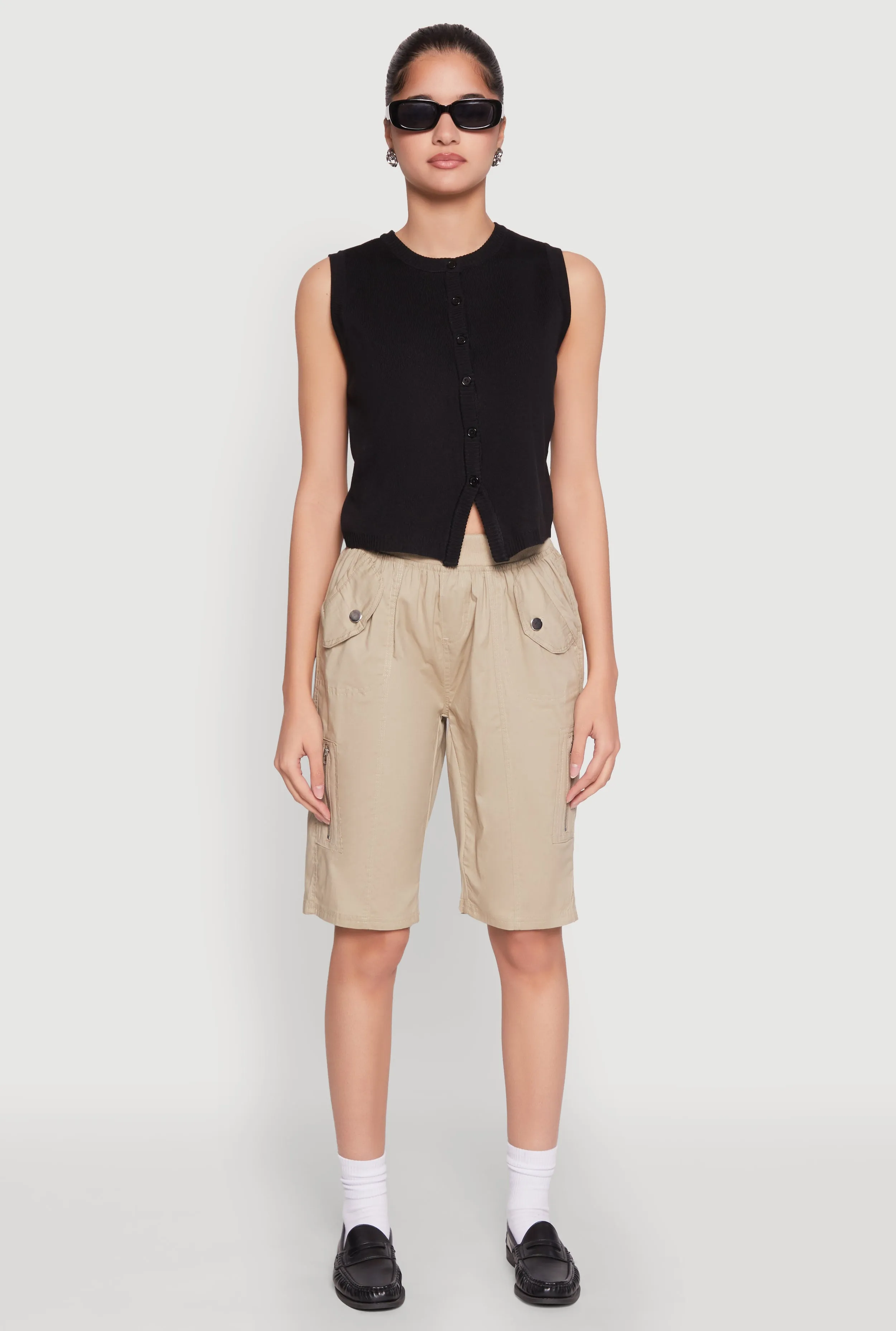 Side Zip Cargo Pocket Bermuda Shorts sold by Rainbow