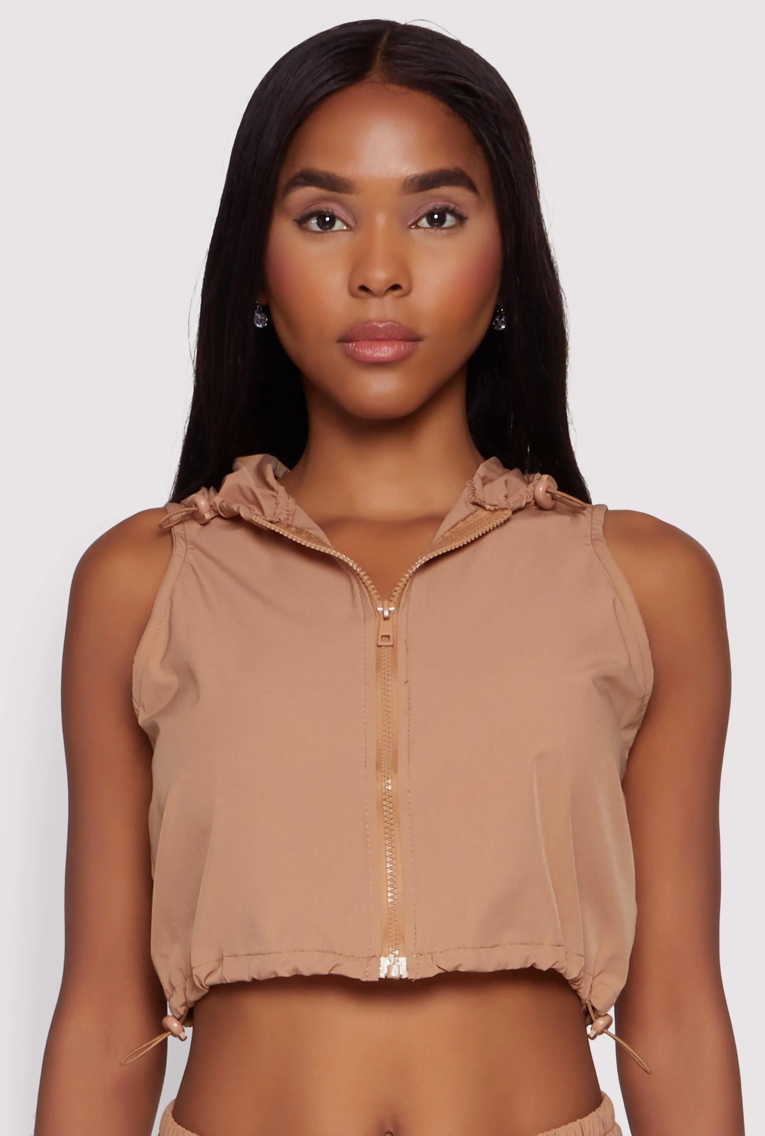 Hooded Drawstring Track Jacket sold by Rainbow