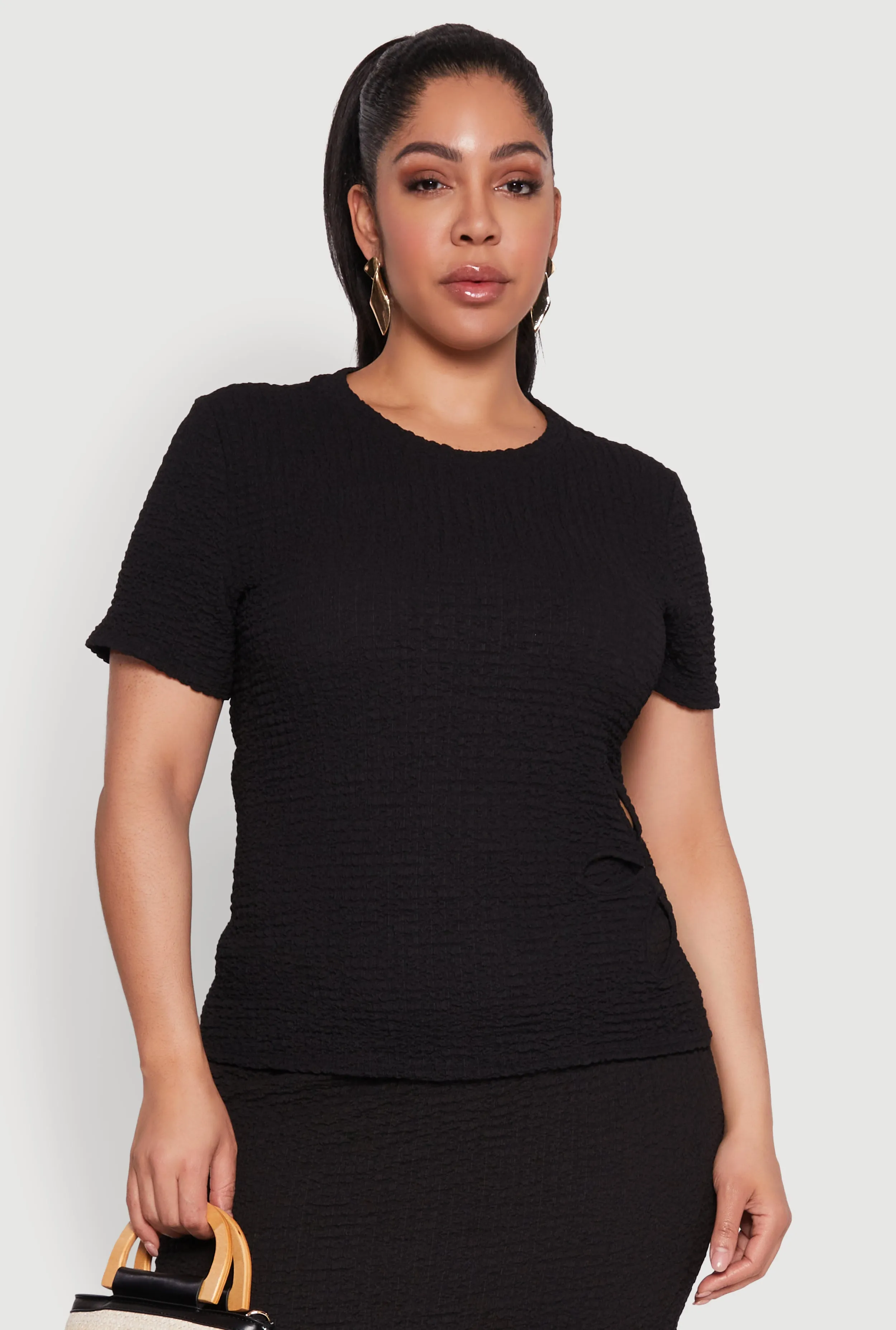 Plus Size Flower Cut Out Top sold by Rainbow