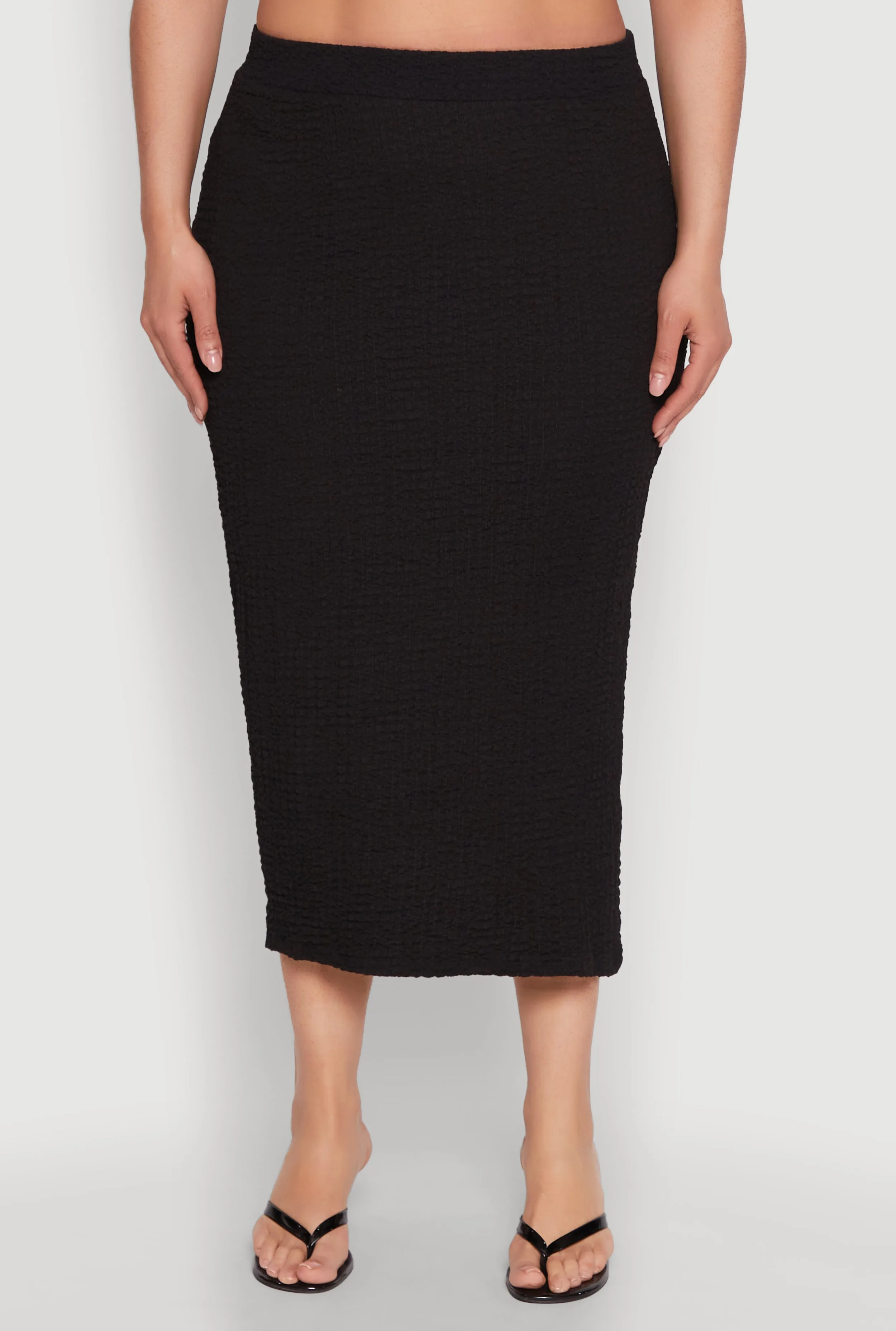 Plus Size Textured Knit Midi Skirt sold by Rainbow product image thumbnail 3