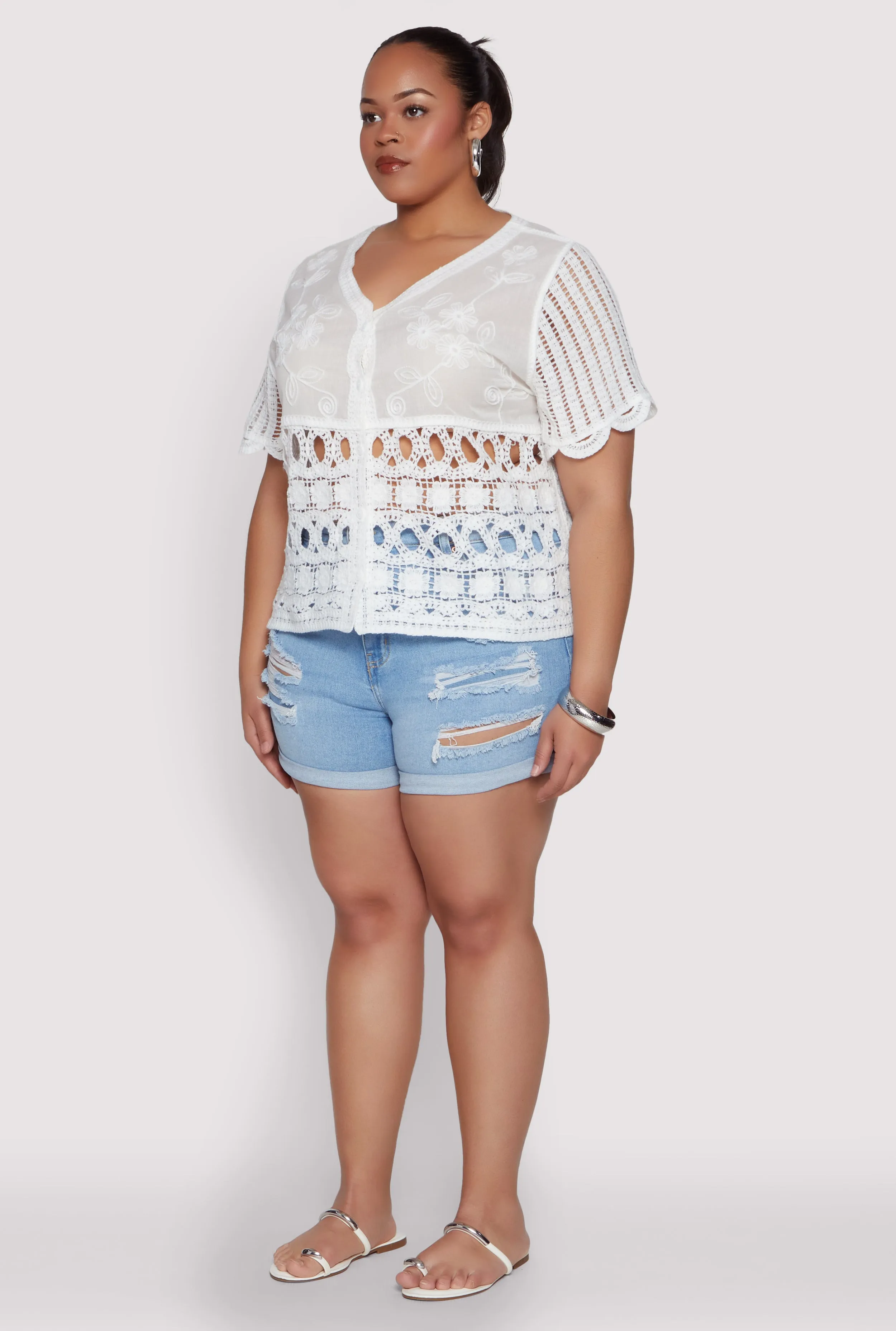 Plus Size Scalloped Crochet Top sold by Rainbow product image thumbnail 5