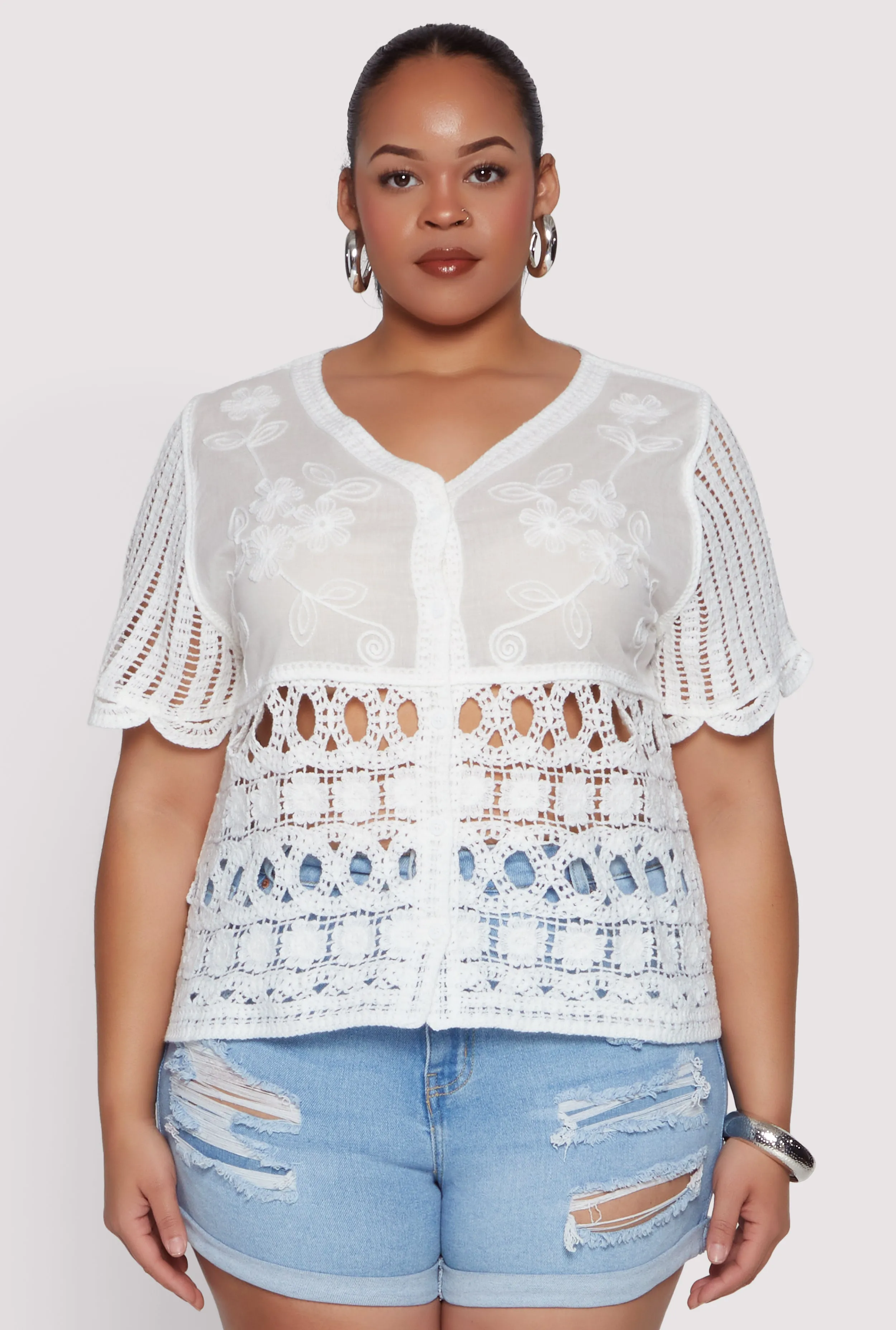 Plus Size Scalloped Crochet Top sold by Rainbow product image thumbnail 2