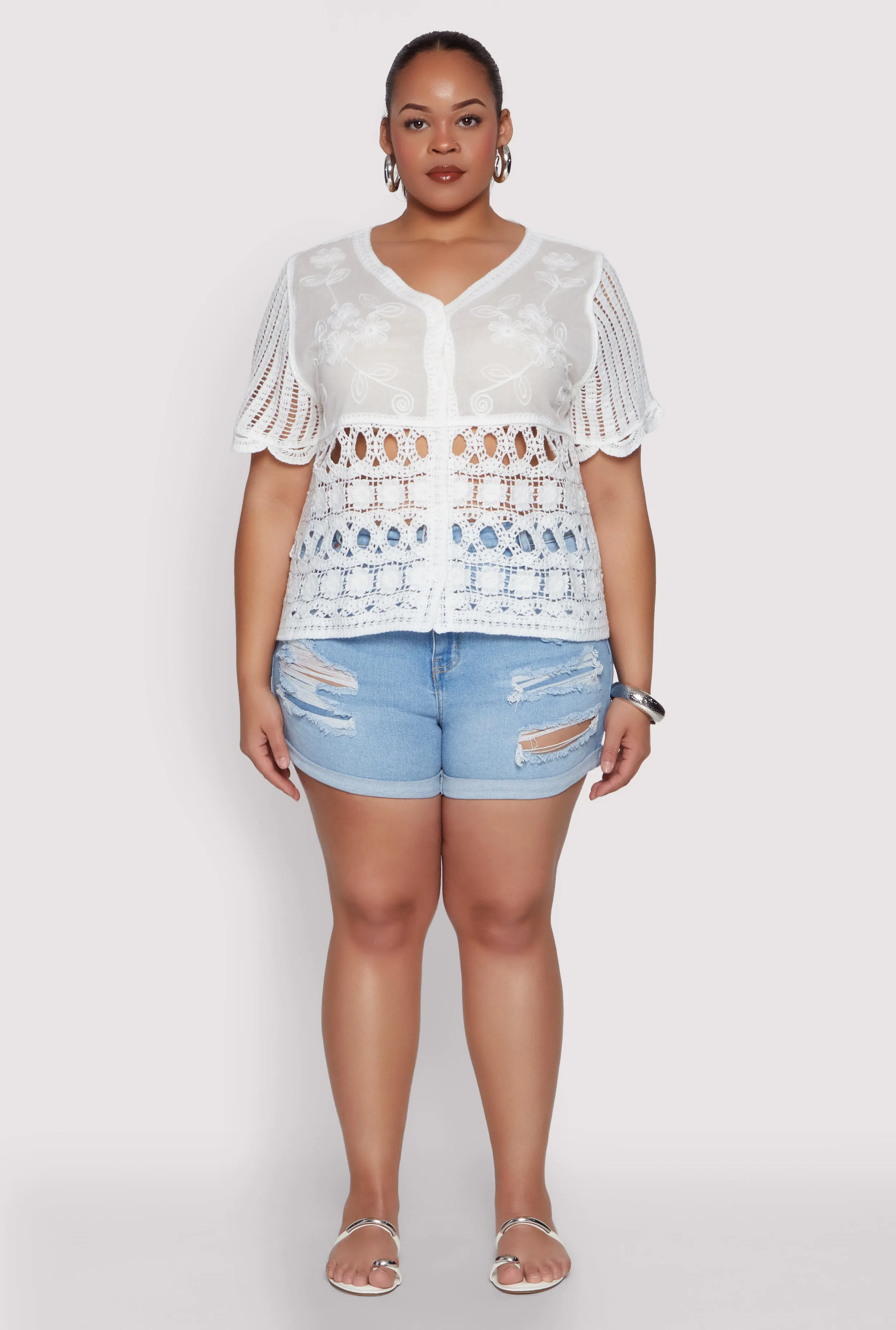 Plus Size Scalloped Crochet Top sold by Rainbow product image thumbnail 3
