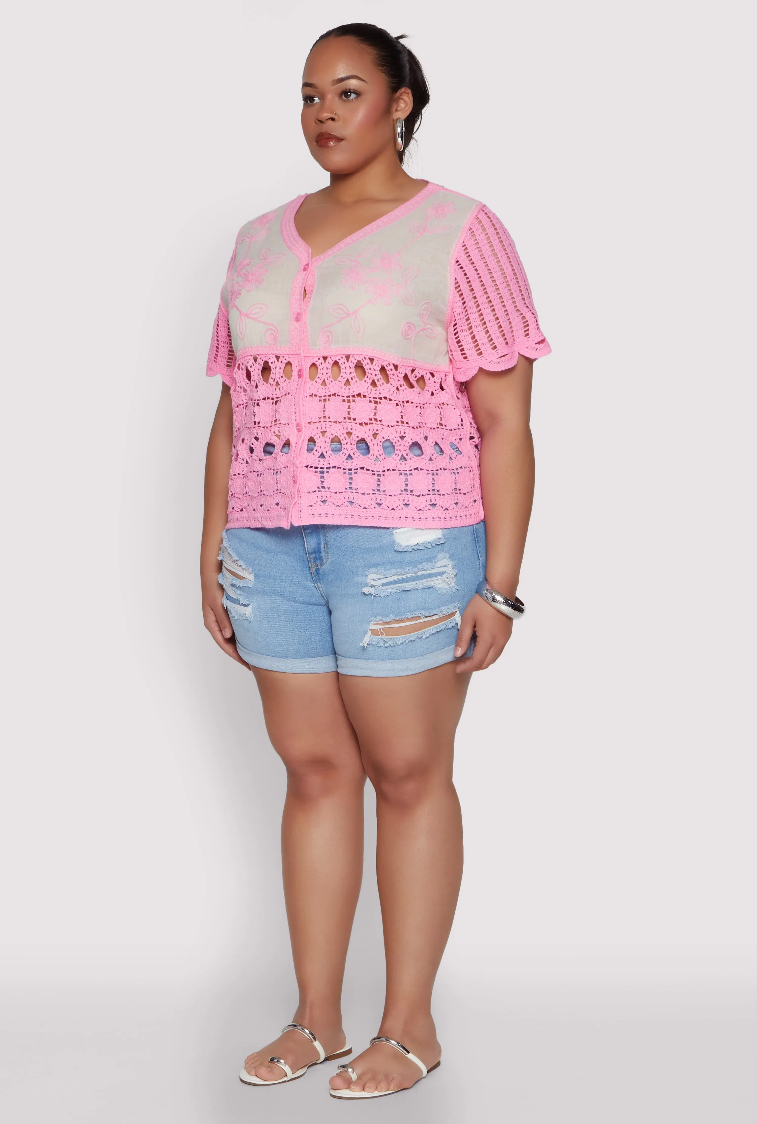 Plus Size Scalloped Crochet Top sold by Rainbow product image thumbnail 5