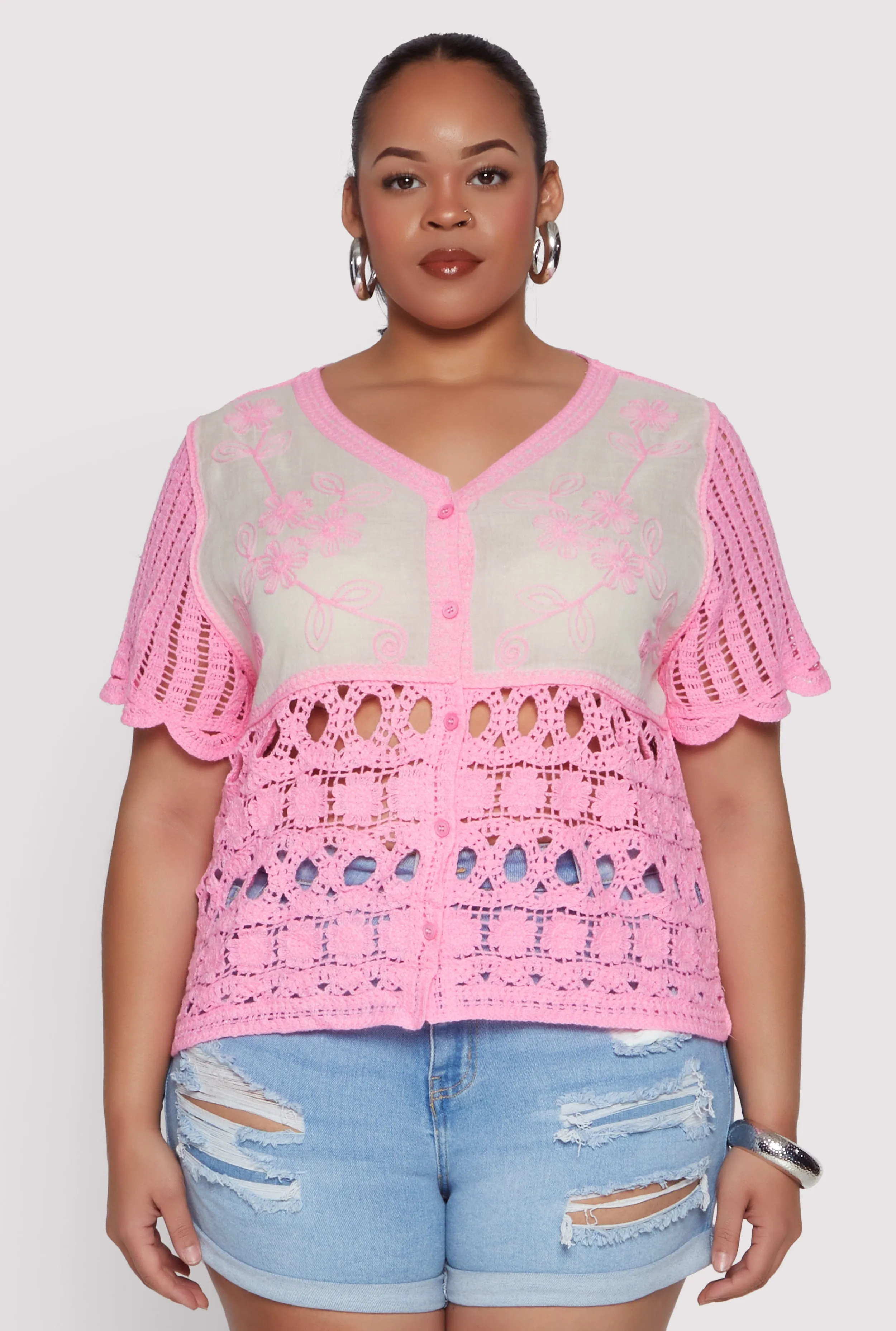 Plus Size Scalloped Crochet Top sold by Rainbow product image thumbnail 2