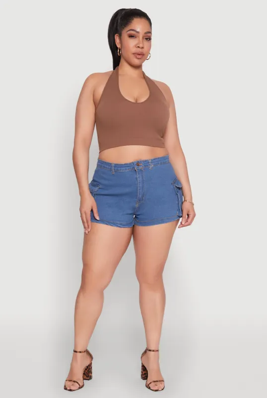 Plus Size Daisy Denim Cargo Shorts sold by Rainbow