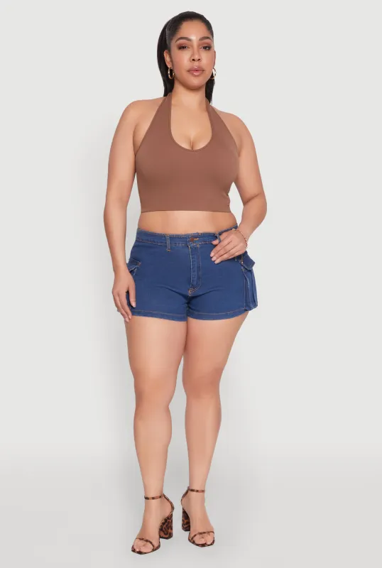 Plus Size Daisy Denim Cargo Shorts sold by Rainbow