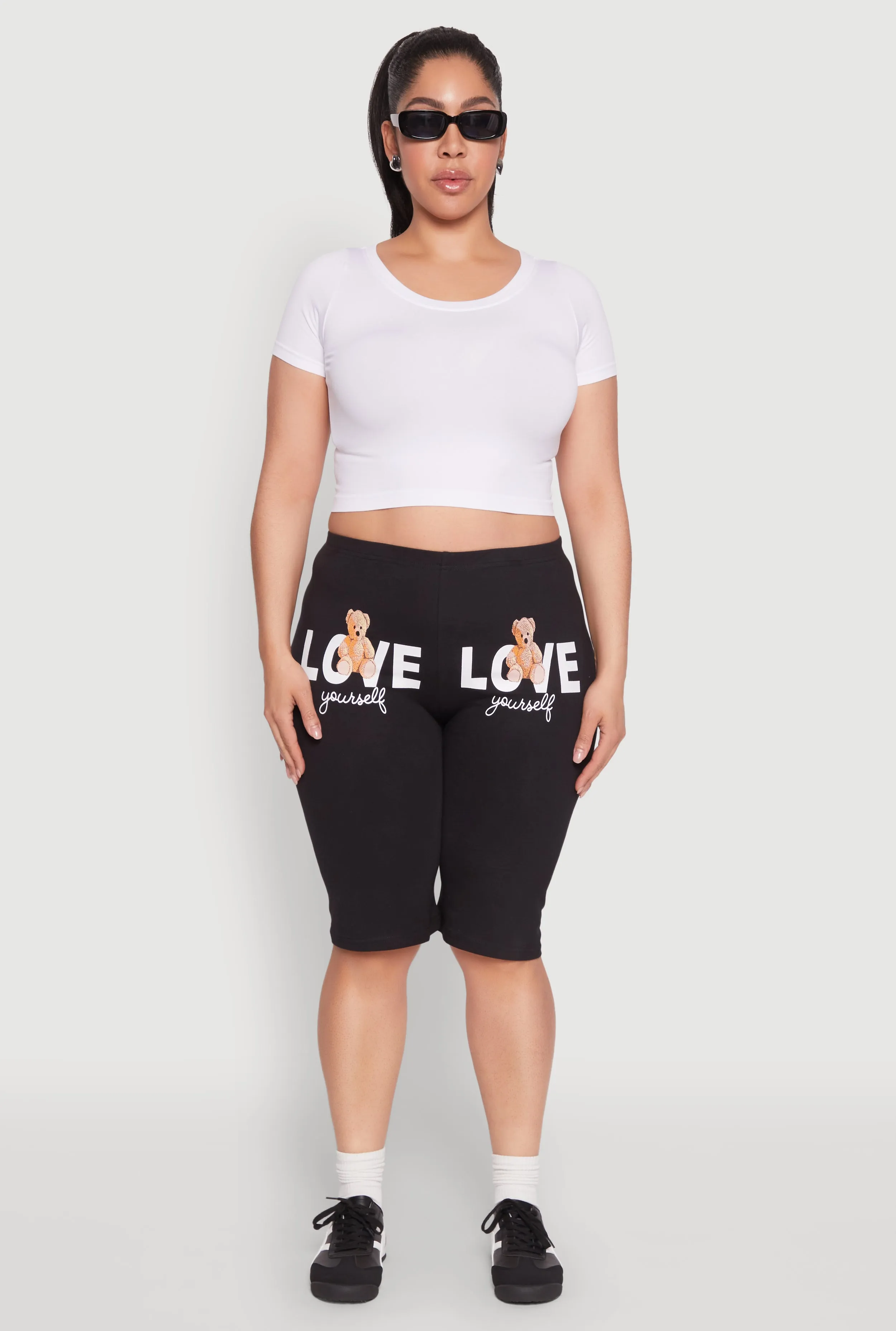 Plus Size Love Yourself Graphic Biker Shorts sold by Rainbow product image thumbnail 2