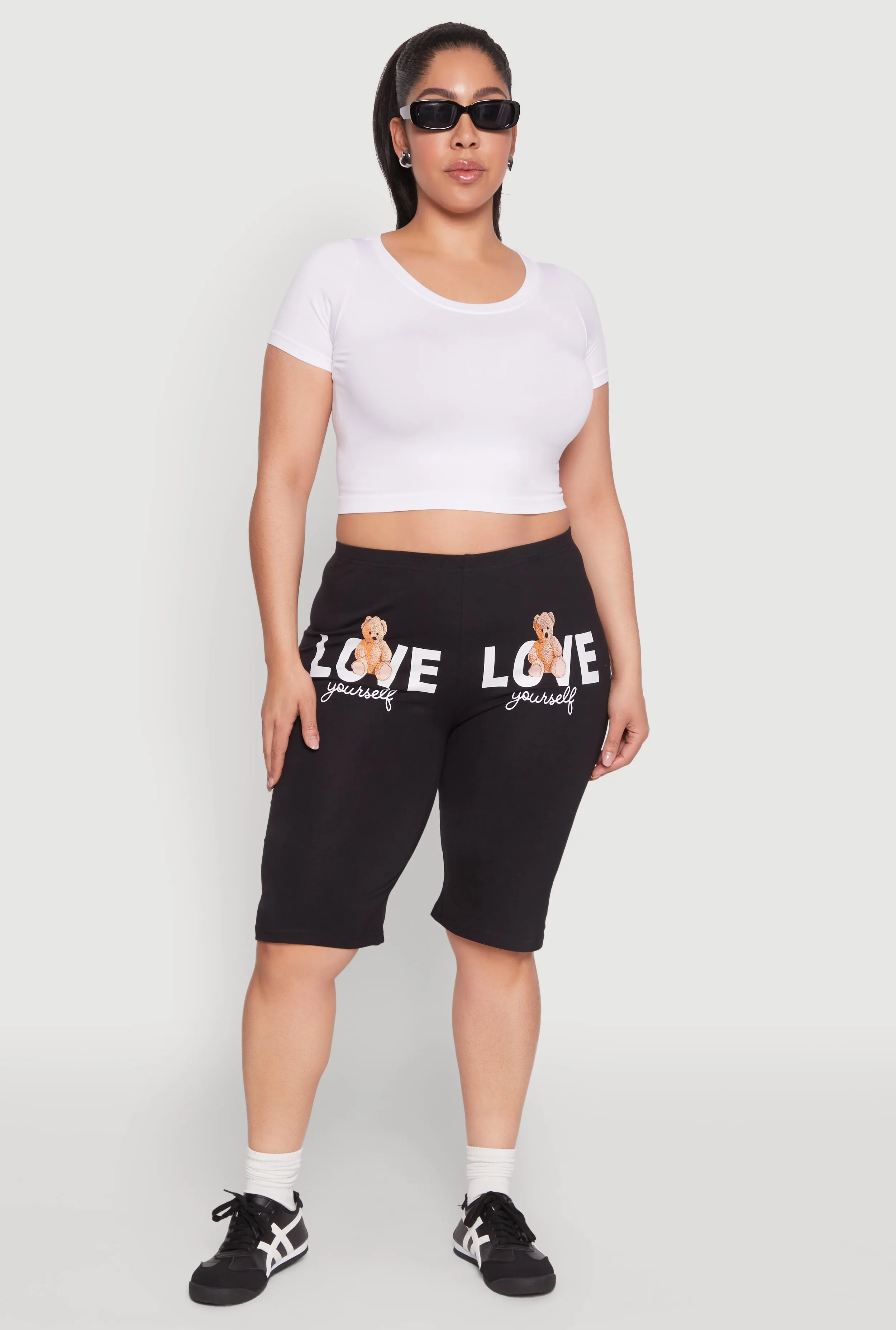 Plus Size Love Yourself Graphic Biker Shorts sold by Rainbow