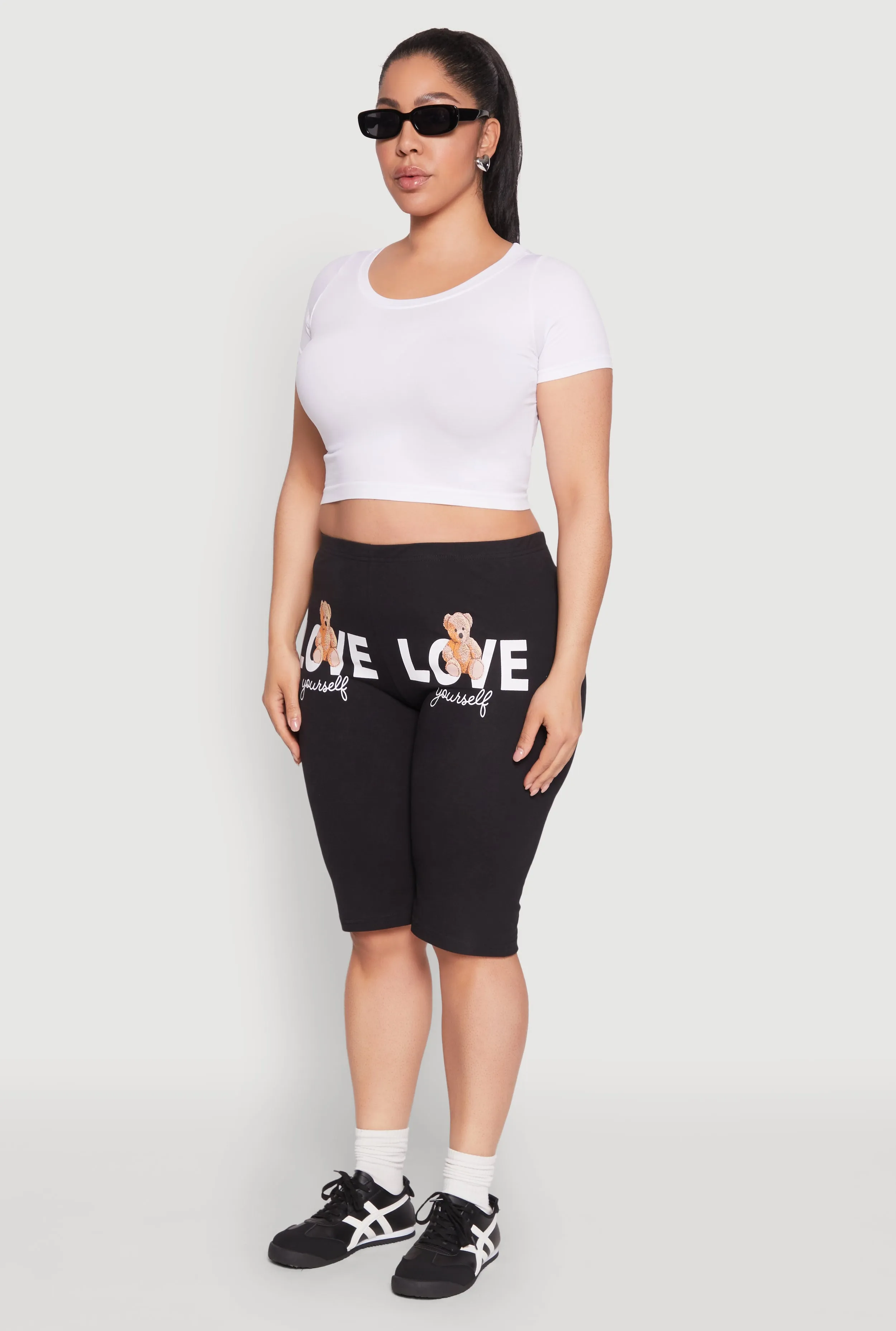 Plus Size Love Yourself Graphic Biker Shorts sold by Rainbow product image thumbnail 3