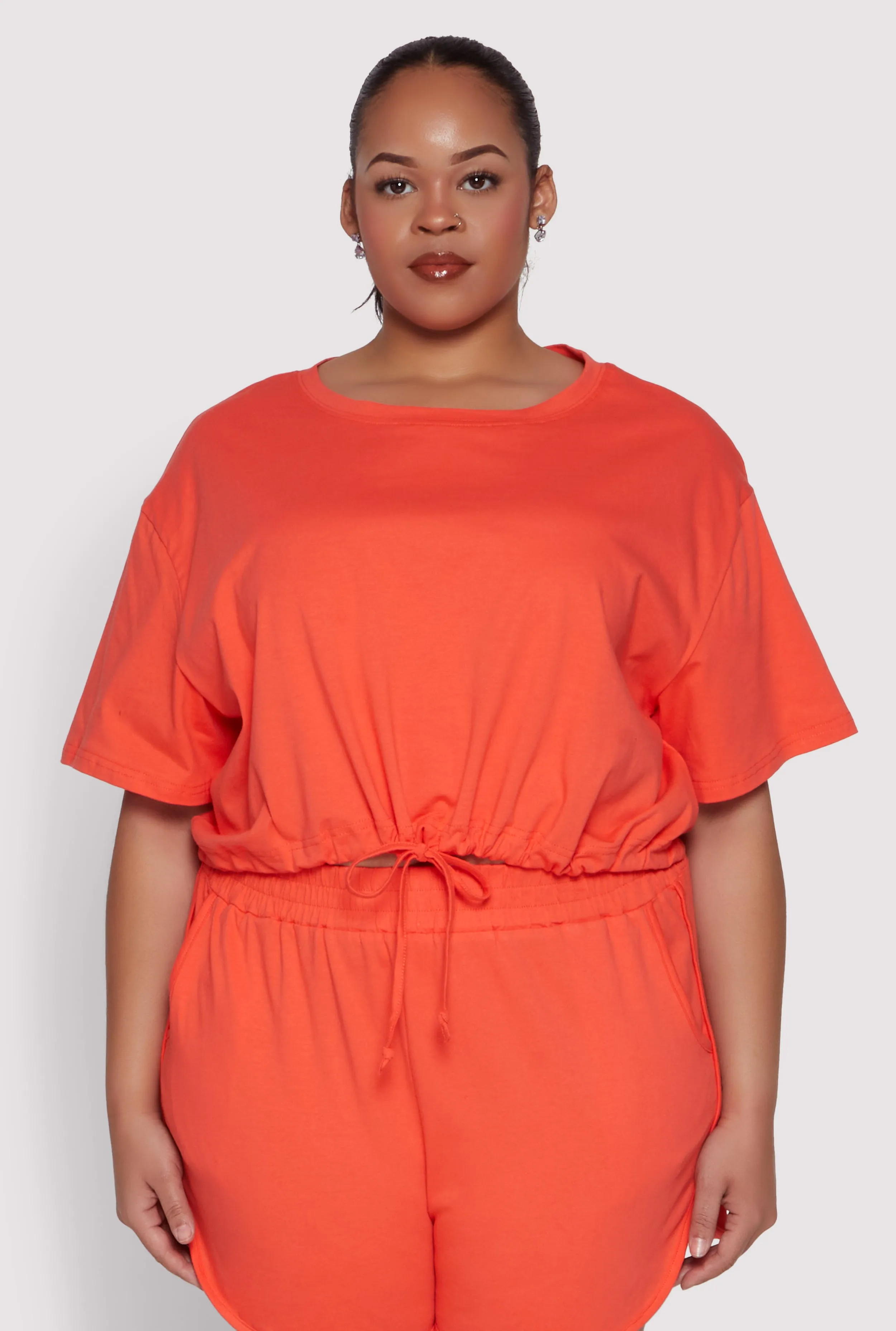 Plus Size Daisy Drawstring Hem Crop Top sold by Rainbow