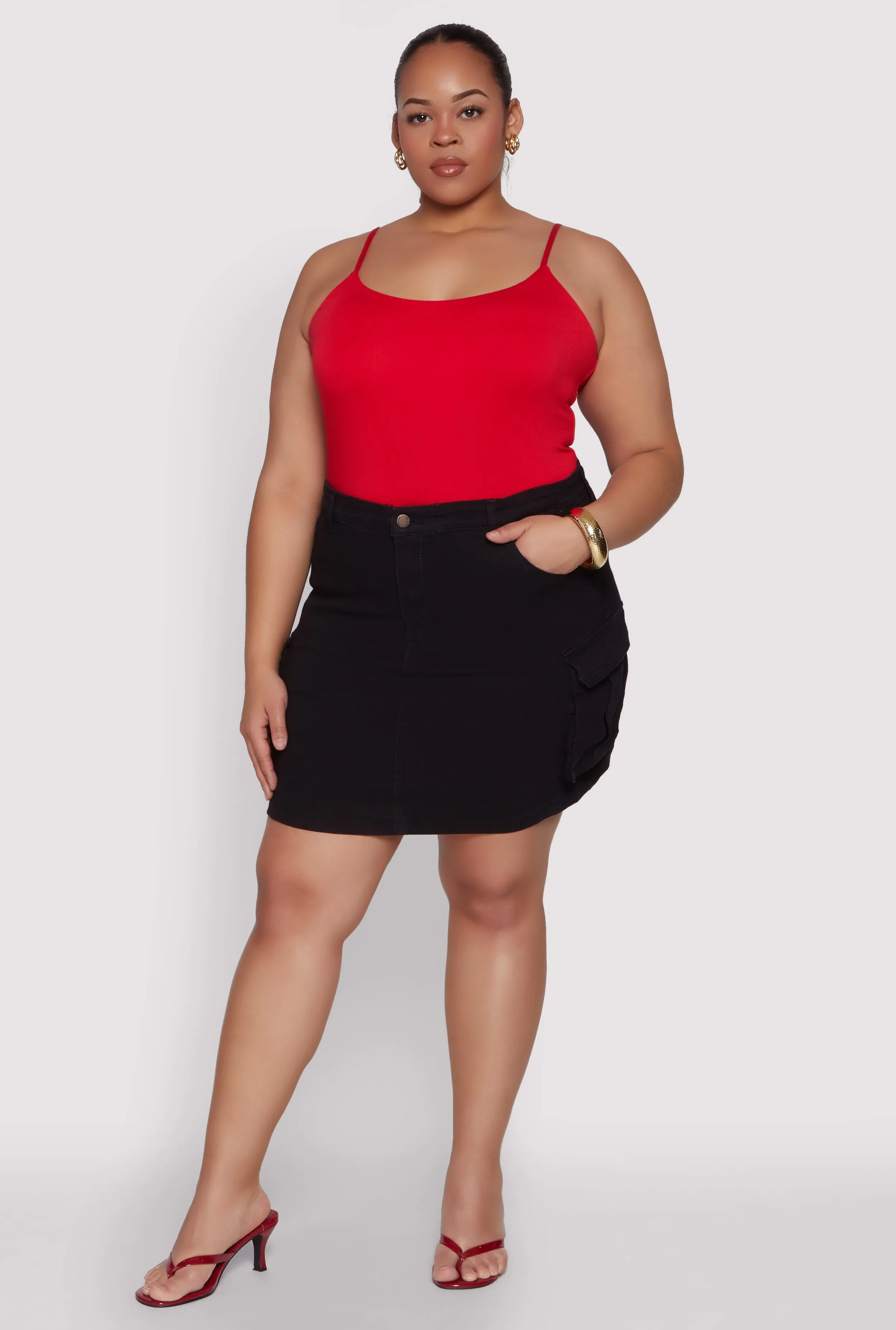 Plus Size Daisy Denim Cargo Skirt sold by Rainbow