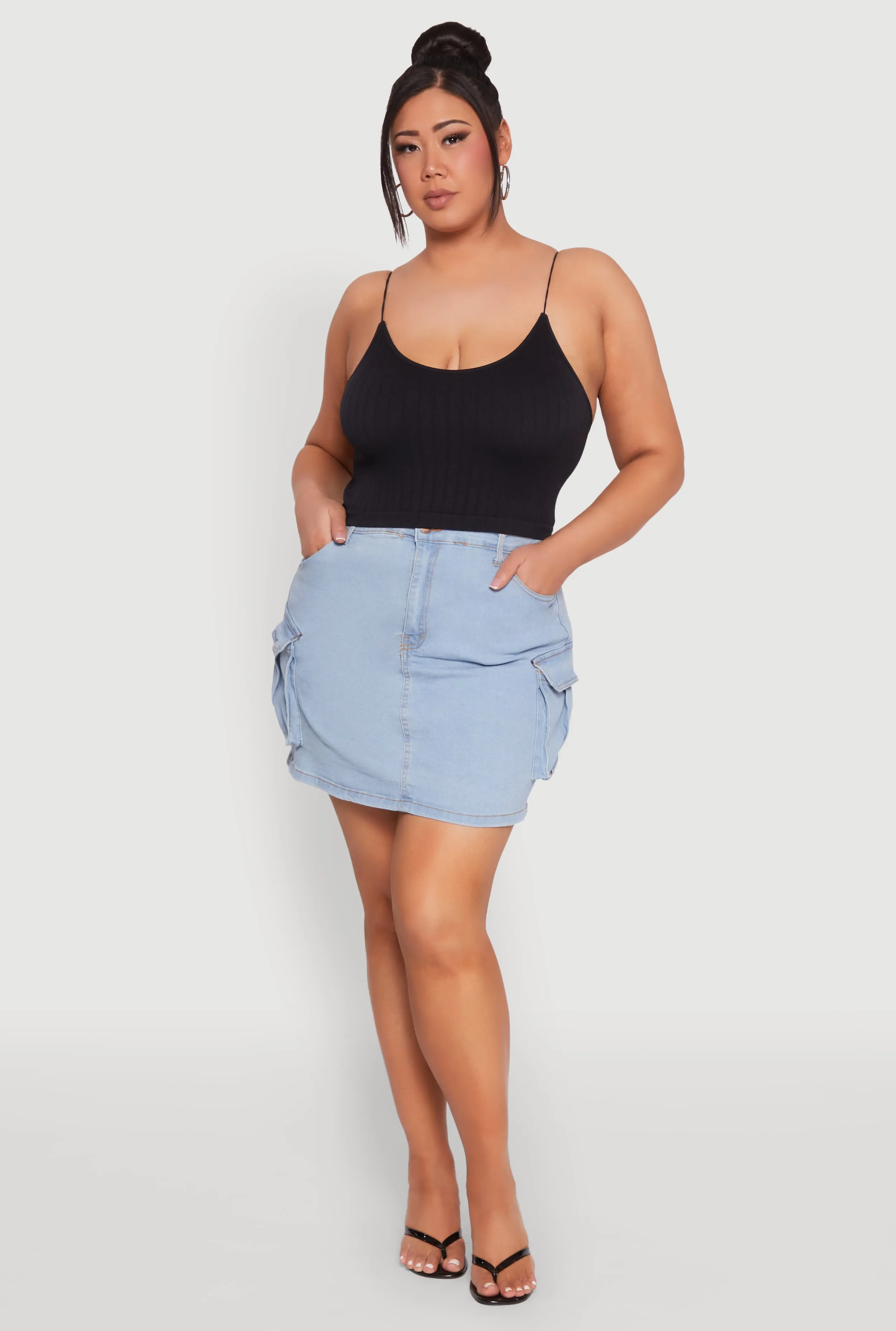 Plus Size Daisy Denim Cargo Skirt sold by Rainbow
