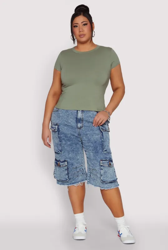 Plus Size Short Sleeve Crew Neck Tee sold by Rainbow