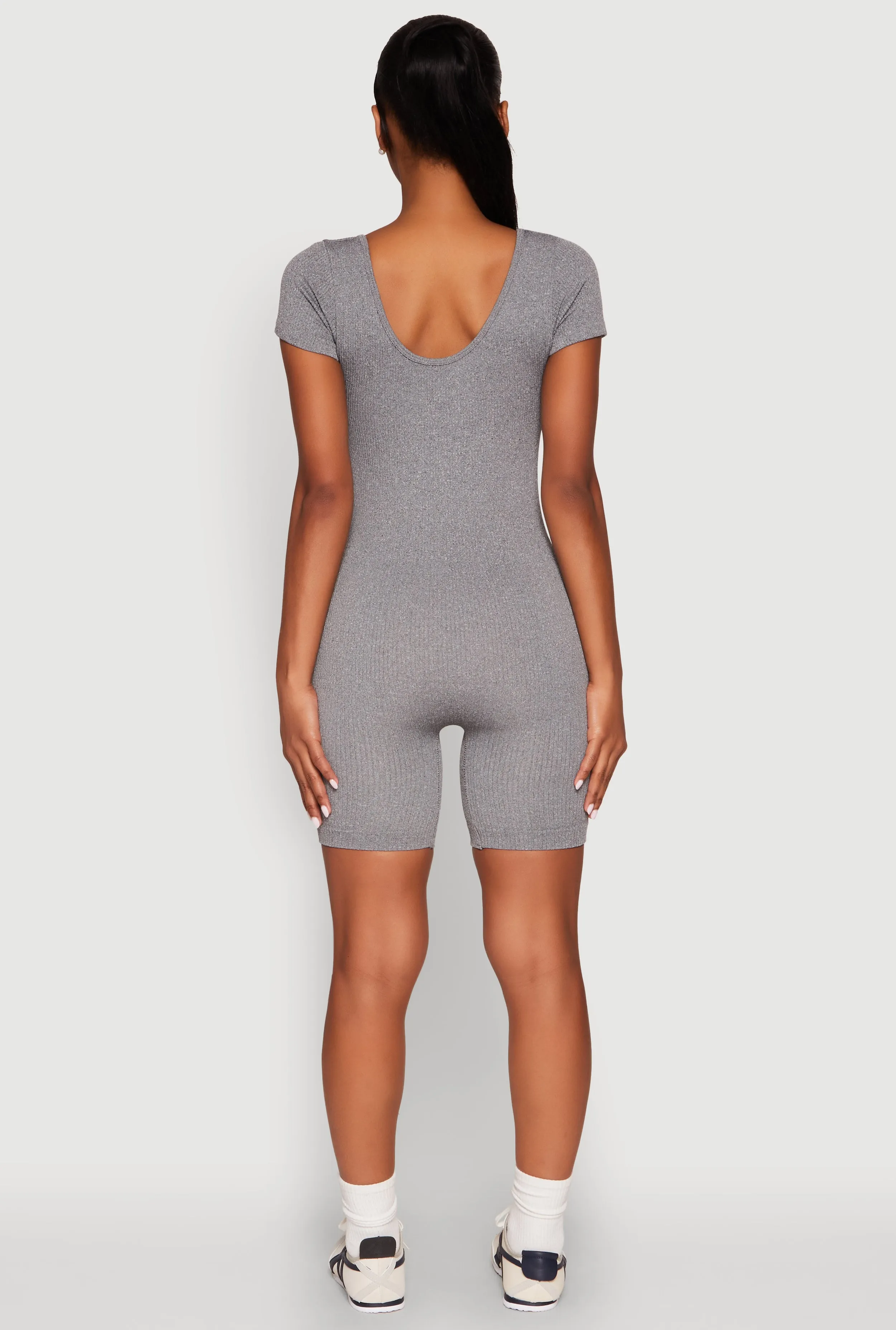 Rib Knit Short Sleeve Romper sold by Rainbow product image thumbnail 5