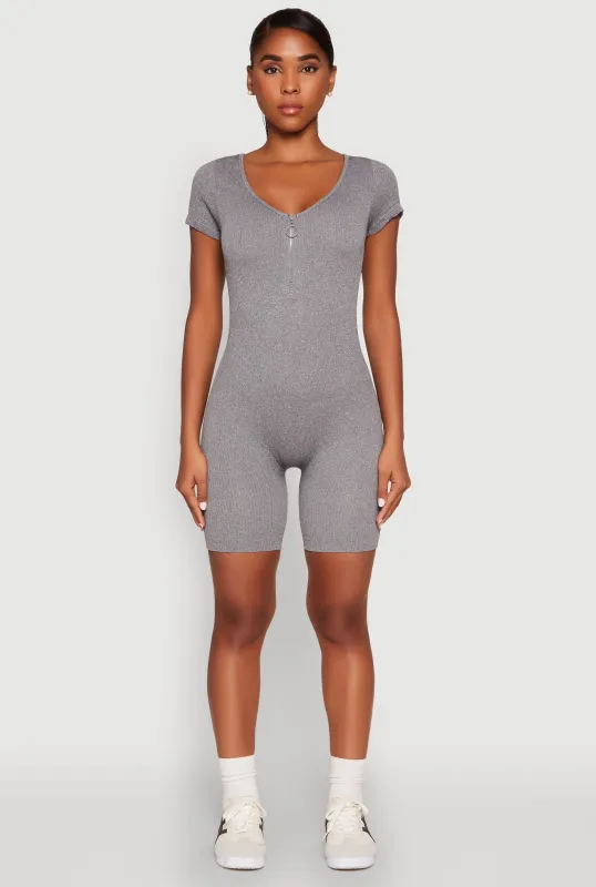 Rib Knit Short Sleeve Romper sold by Rainbow
