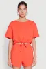 Daisy Short Sleeve Drawstring Hem Crop Top sold by Rainbow