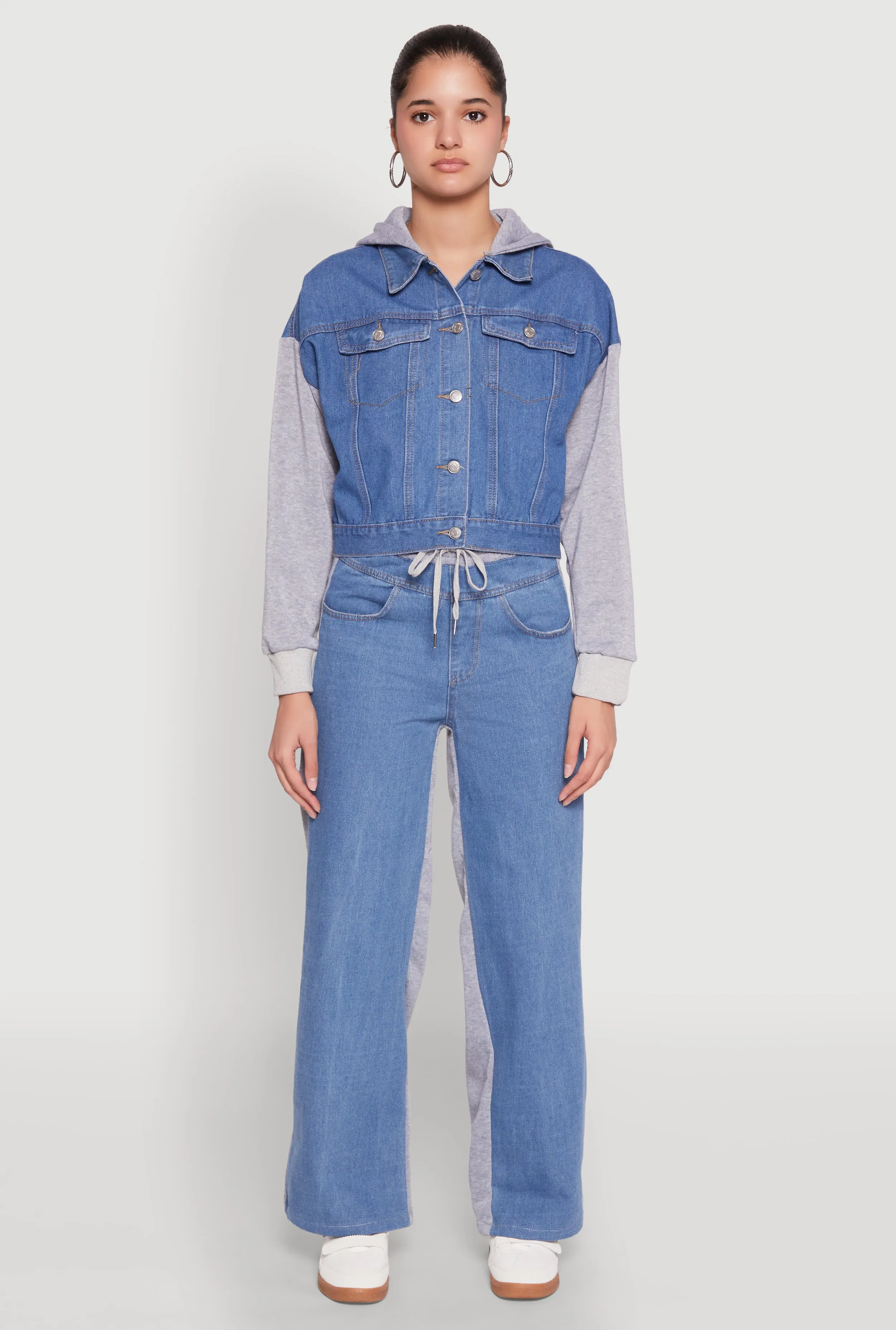 Color Block Denim Fleece Pants sold by Rainbow