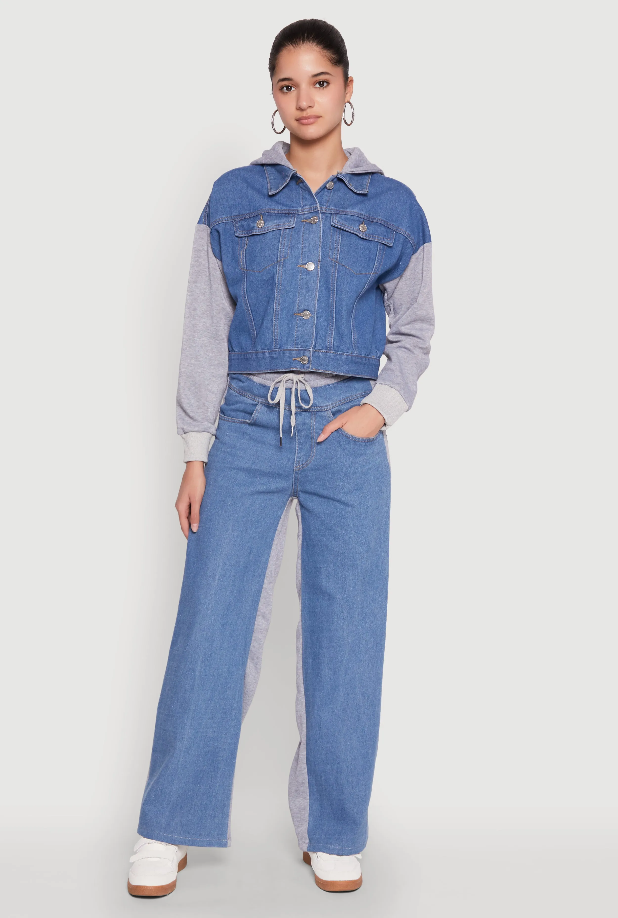 Color Block Denim Fleece Pants sold by Rainbow product image thumbnail 2