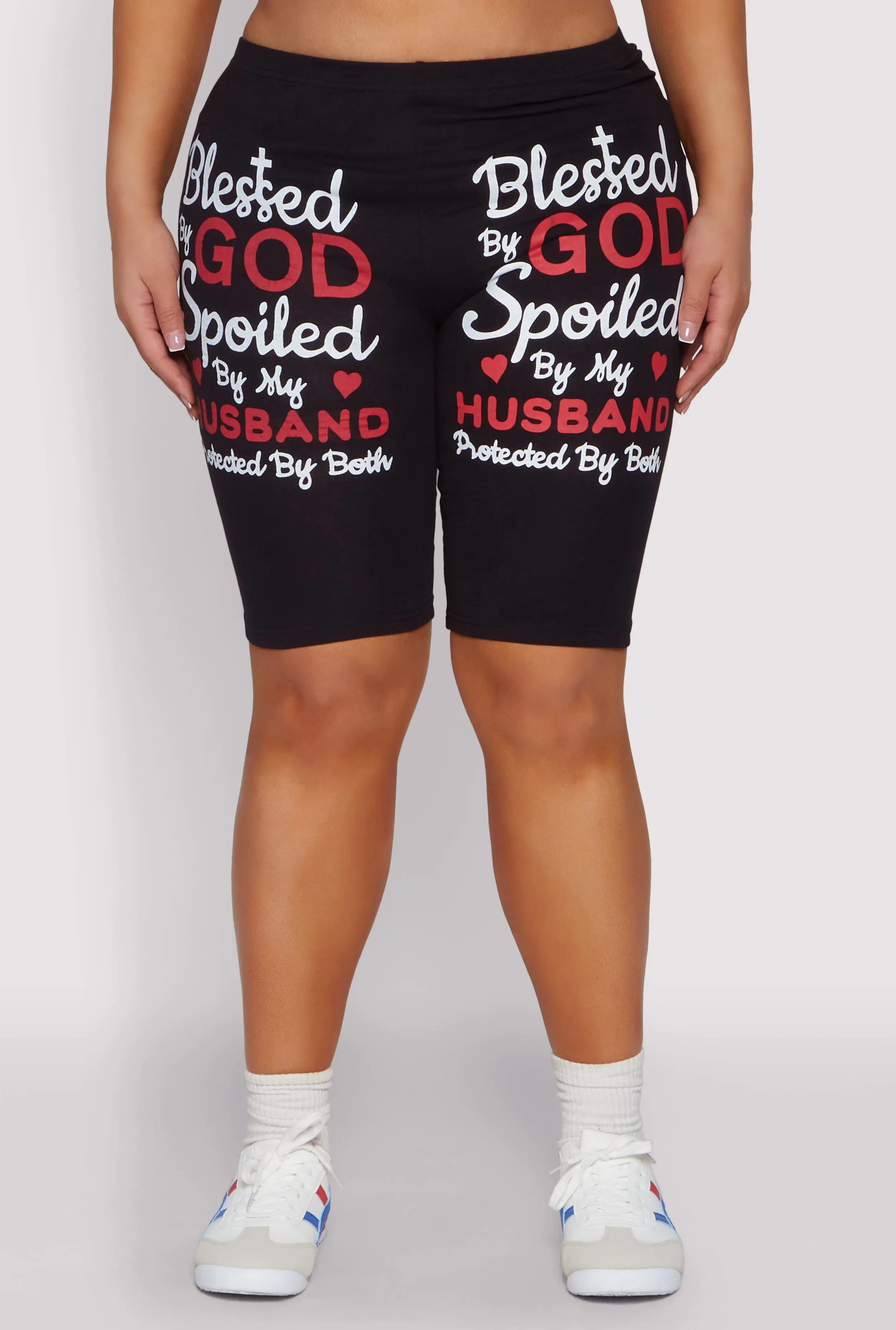 Plus Size Blessed By God Graphic Biker Shorts sold by Rainbow product image thumbnail 5