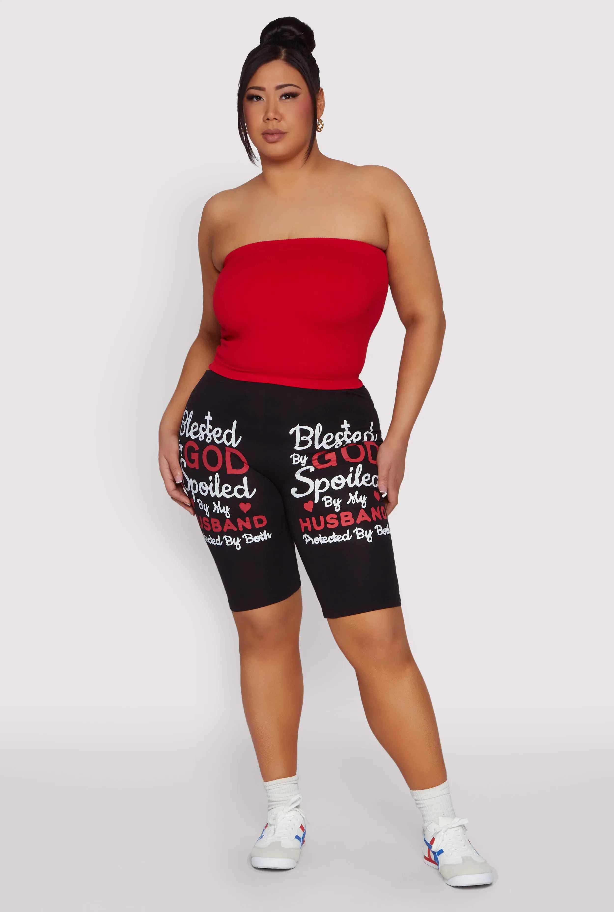 Plus Size Blessed By God Graphic Biker Shorts sold by Rainbow product image thumbnail 2
