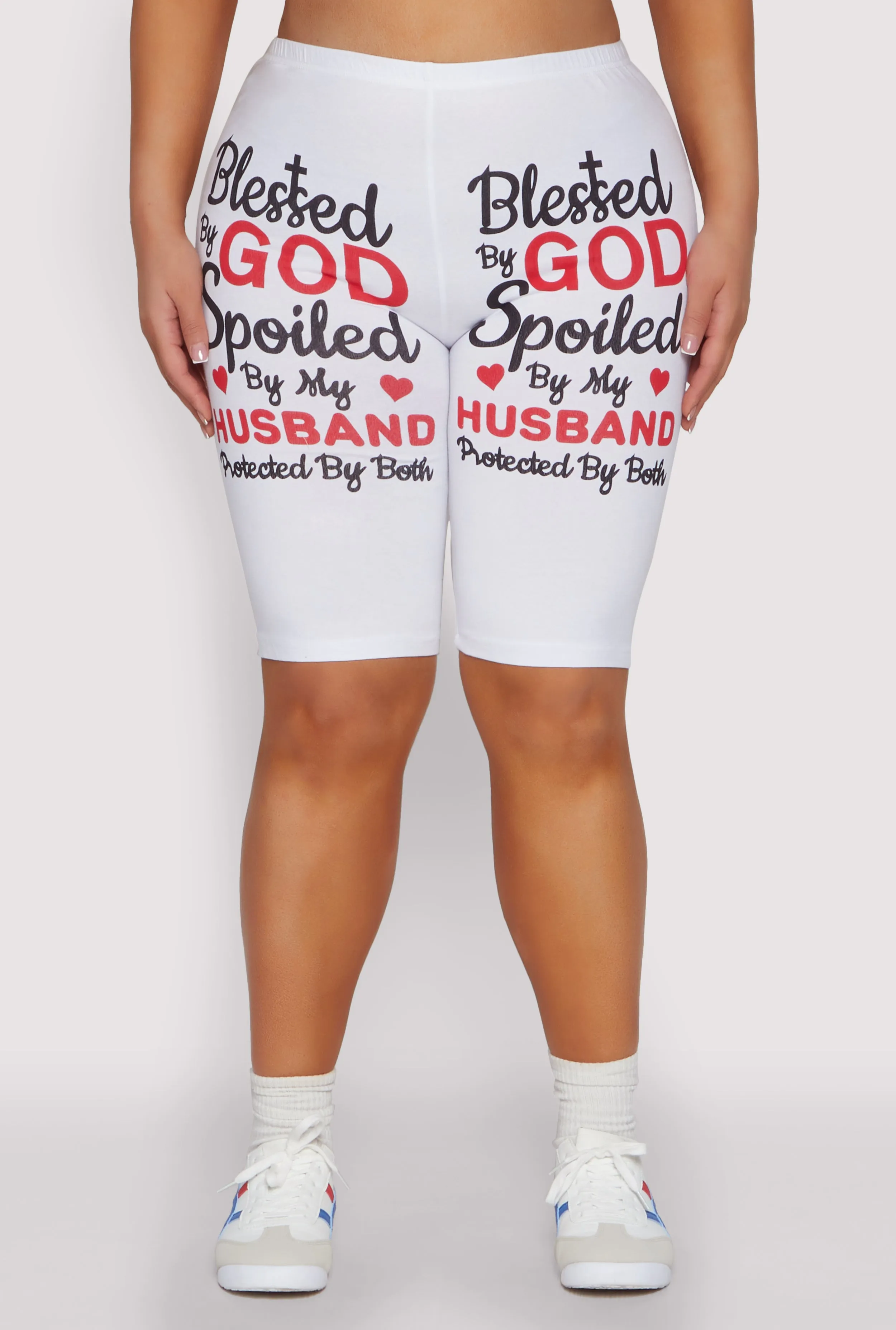 Plus Size Blessed By God Graphic Biker Shorts sold by Rainbow product image thumbnail 5