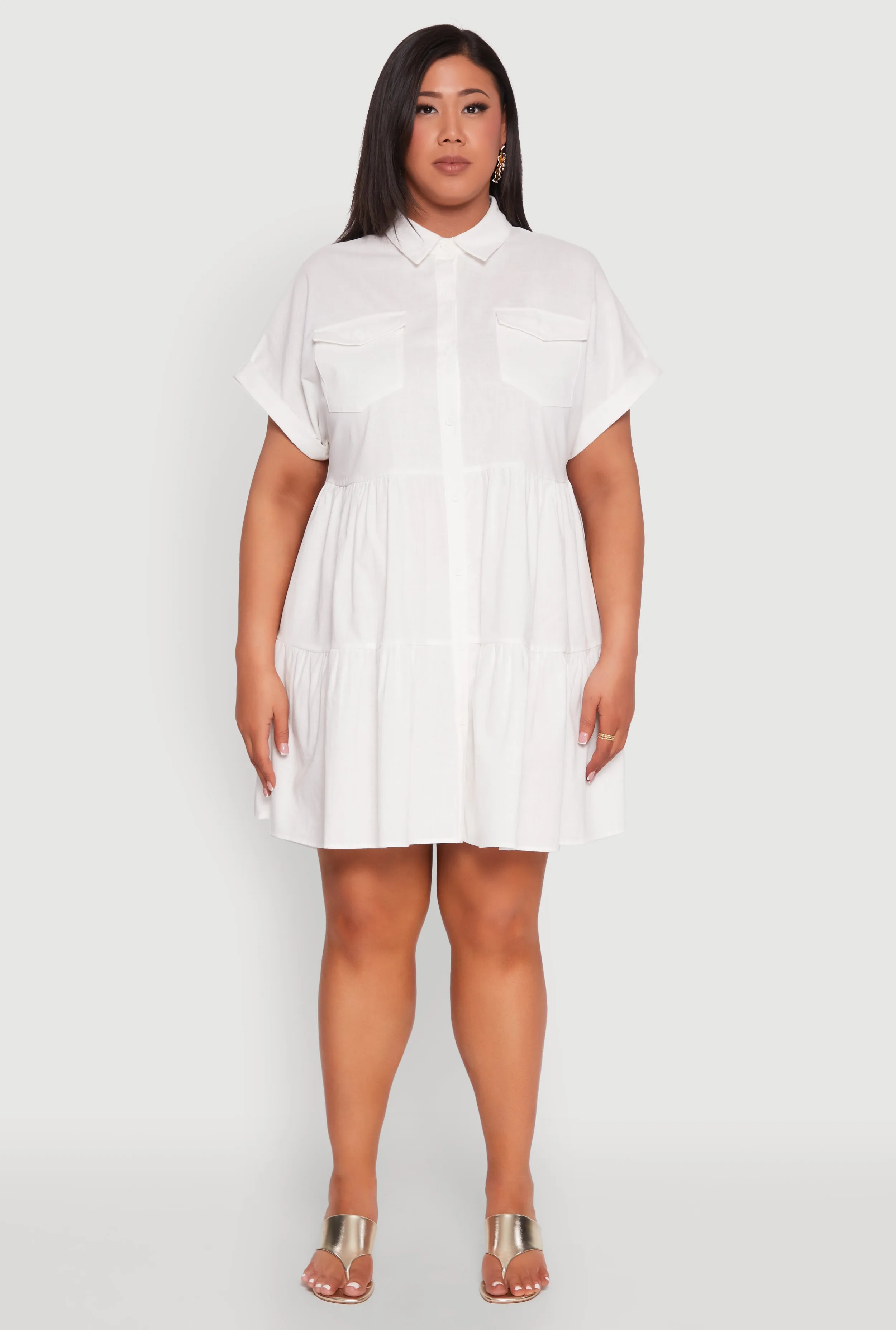 Plus Size Tiered Mini Dress sold by Rainbow