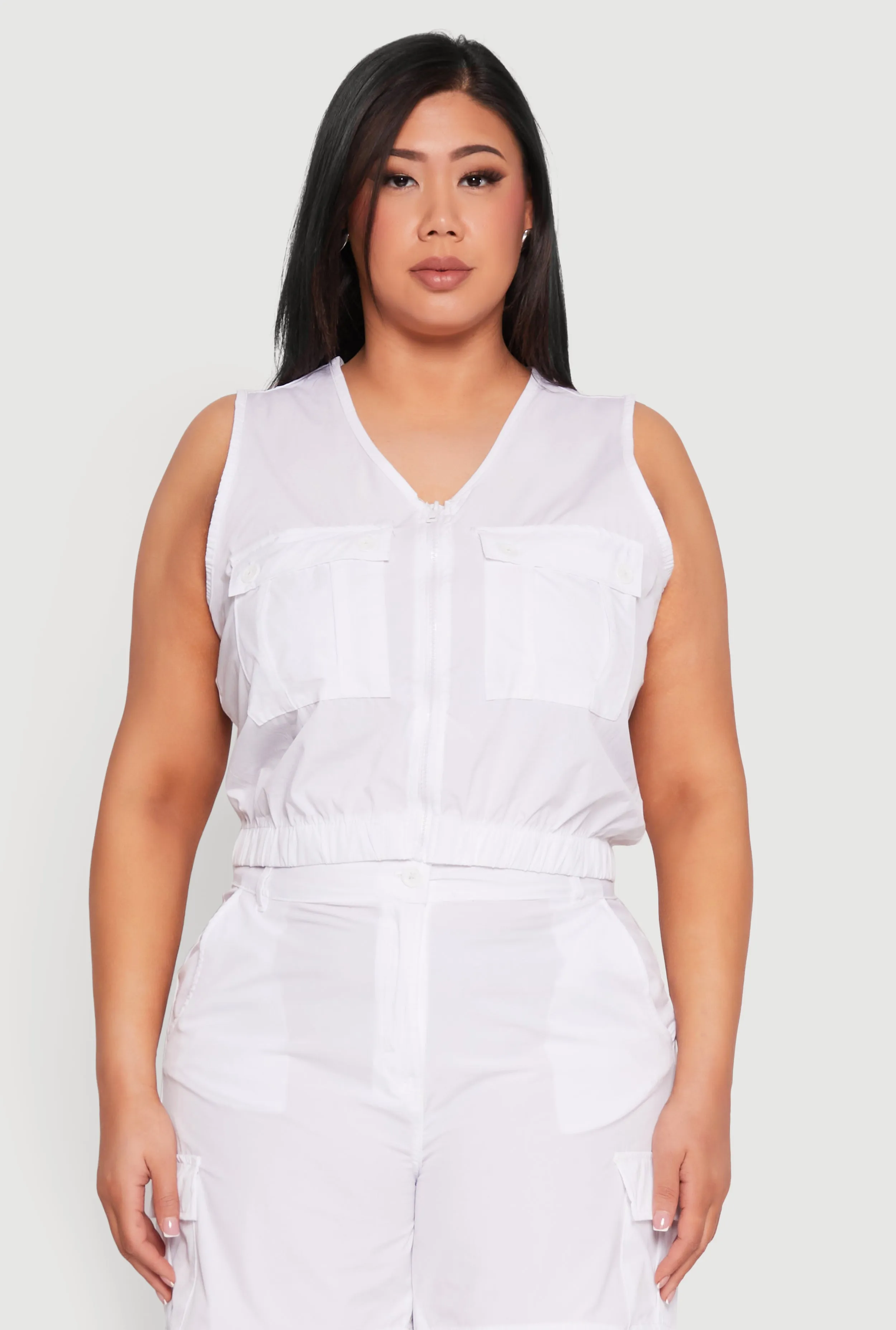 Plus Size Nylon Utility Zip Front Vest sold by Rainbow