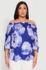 Plus Size Floral Off the Shoulder Blouse sold by Rainbow