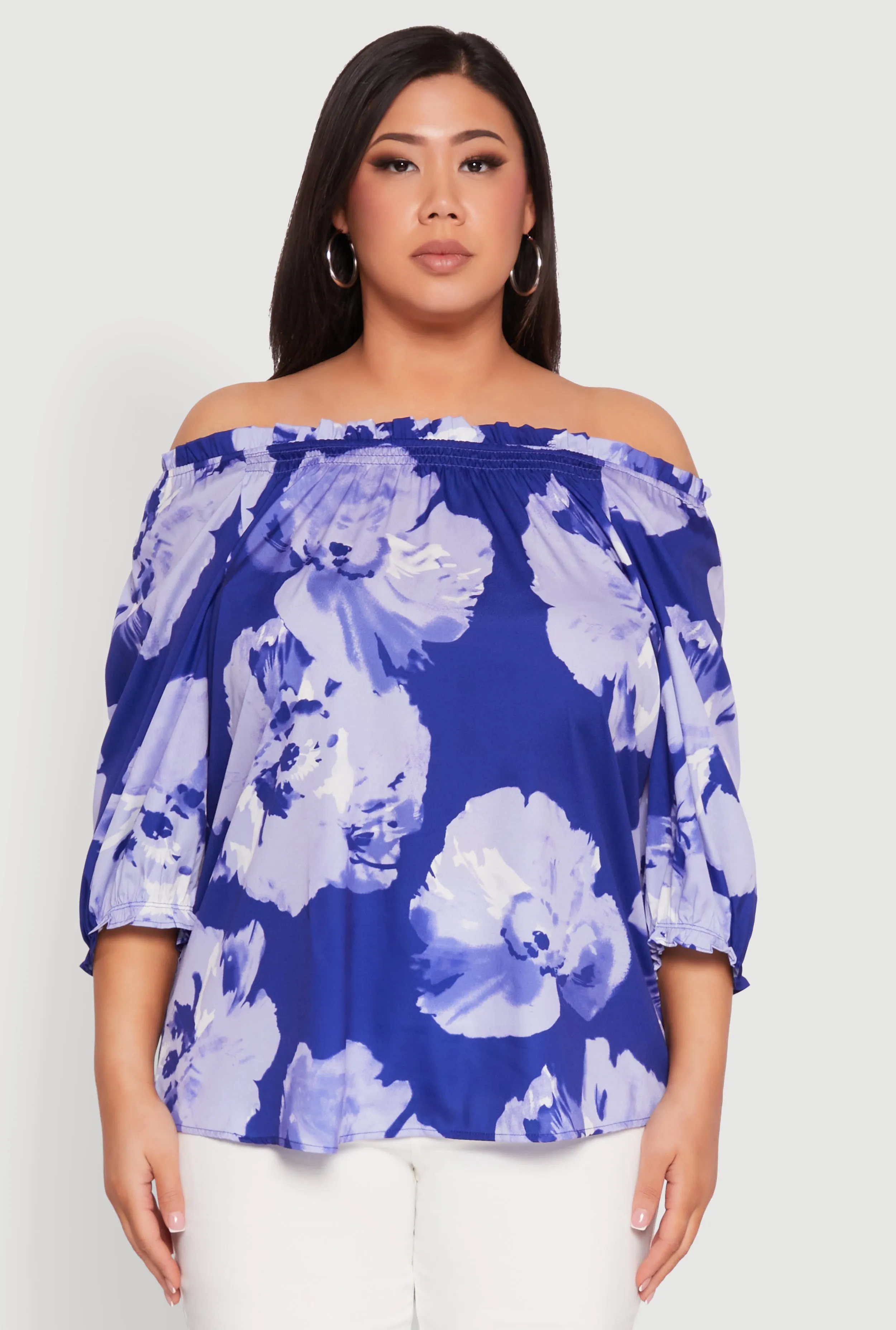 Plus Size Floral Off the Shoulder Blouse sold by Rainbow product image thumbnail 2