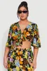 Plus Size Tropical Floral Tie Front Crop Top sold by Rainbow