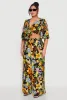 Plus Size Tropical Floral Tie Front Crop Top sold by Rainbow