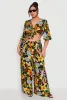 Plus Size Tropical Floral Tie Front Crop Top sold by Rainbow